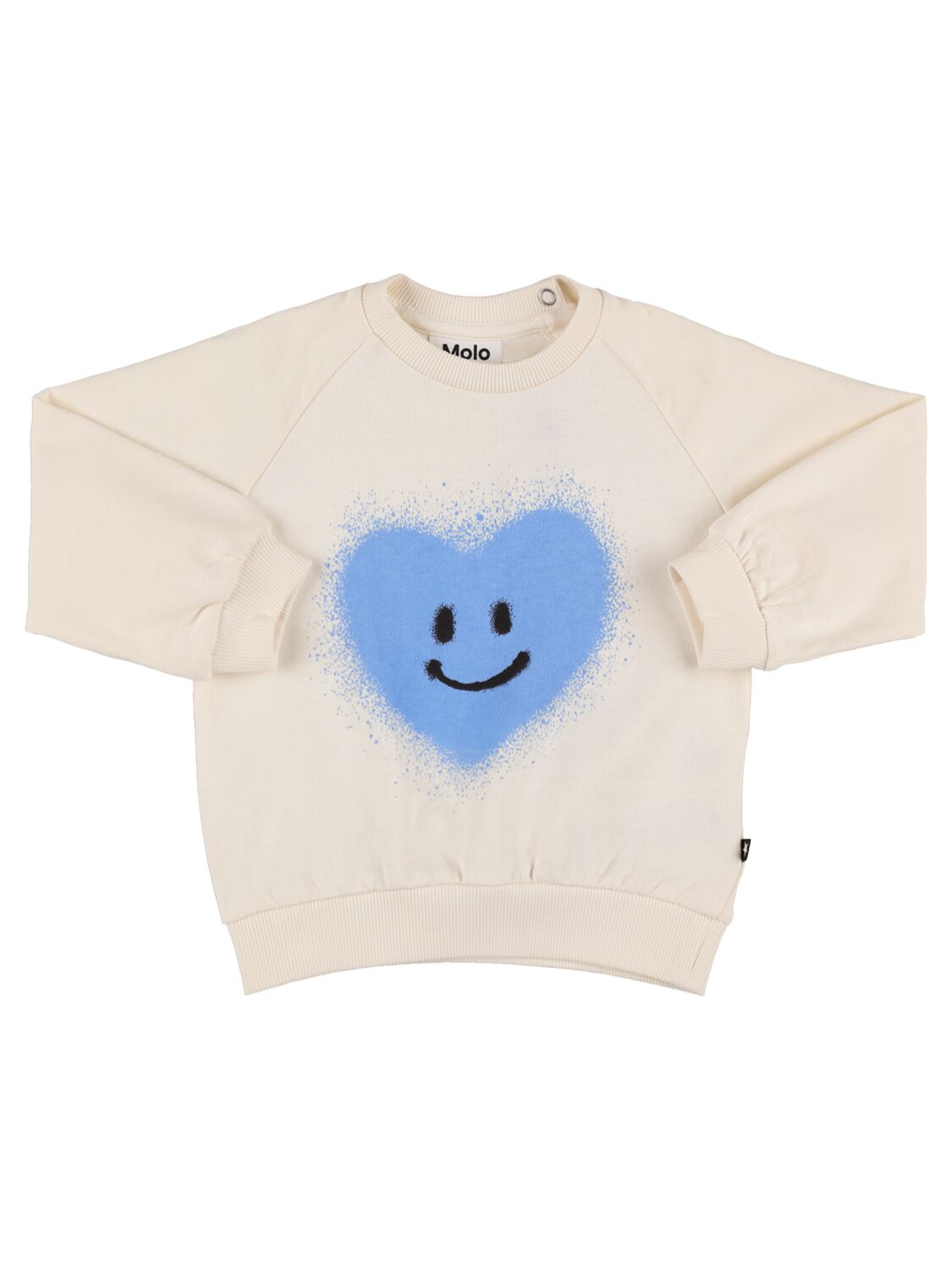 Molo Kids' Heart Print Organic Cotton Sweatshirt In White