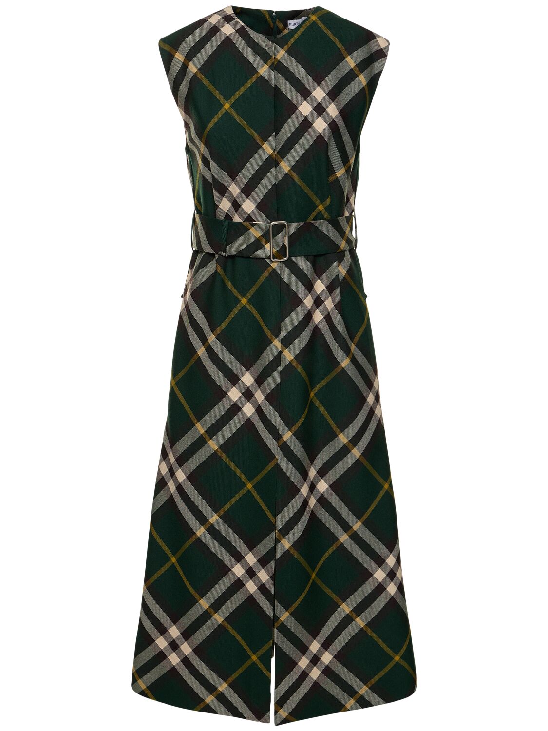 Image of Sleeveless Belted Knit Midi Dress