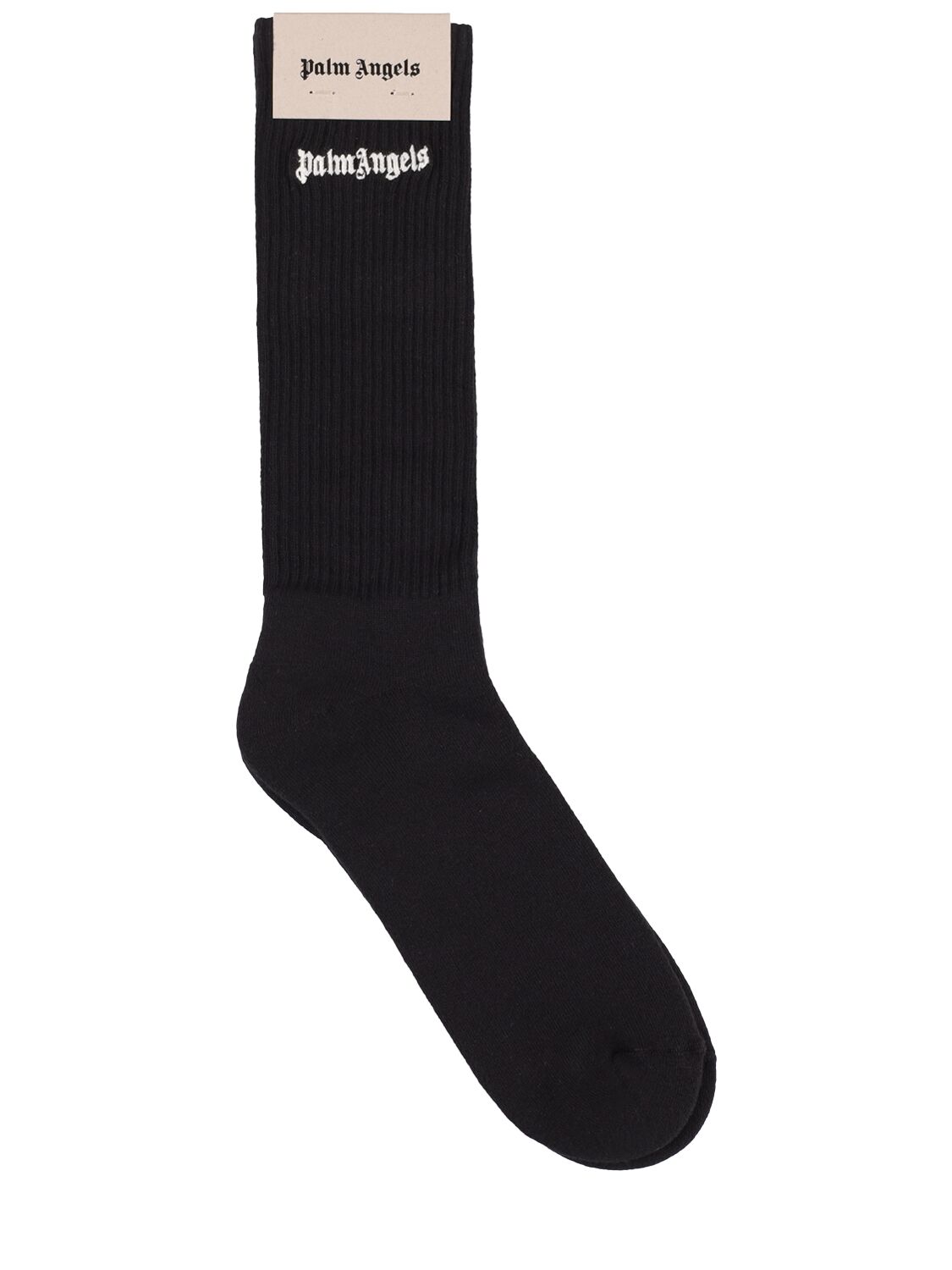 Palm Angels Embroidery Logo Cotton Socks In Black