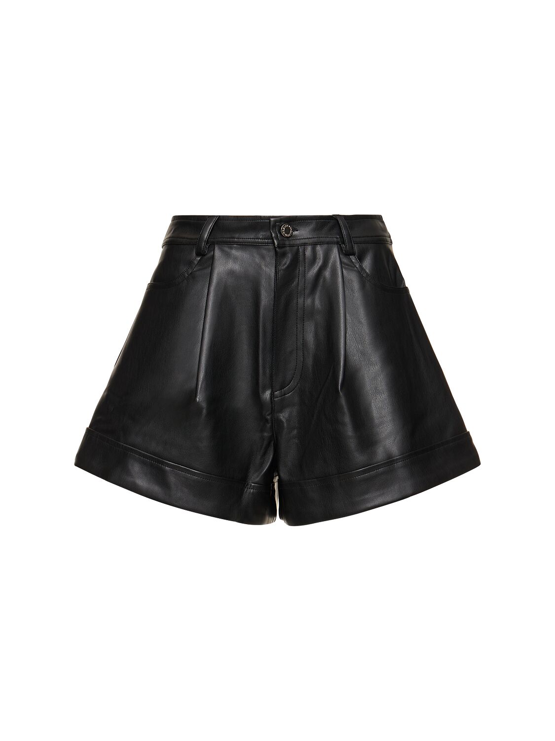 Weworewhat Faux Leather Shorts In Black