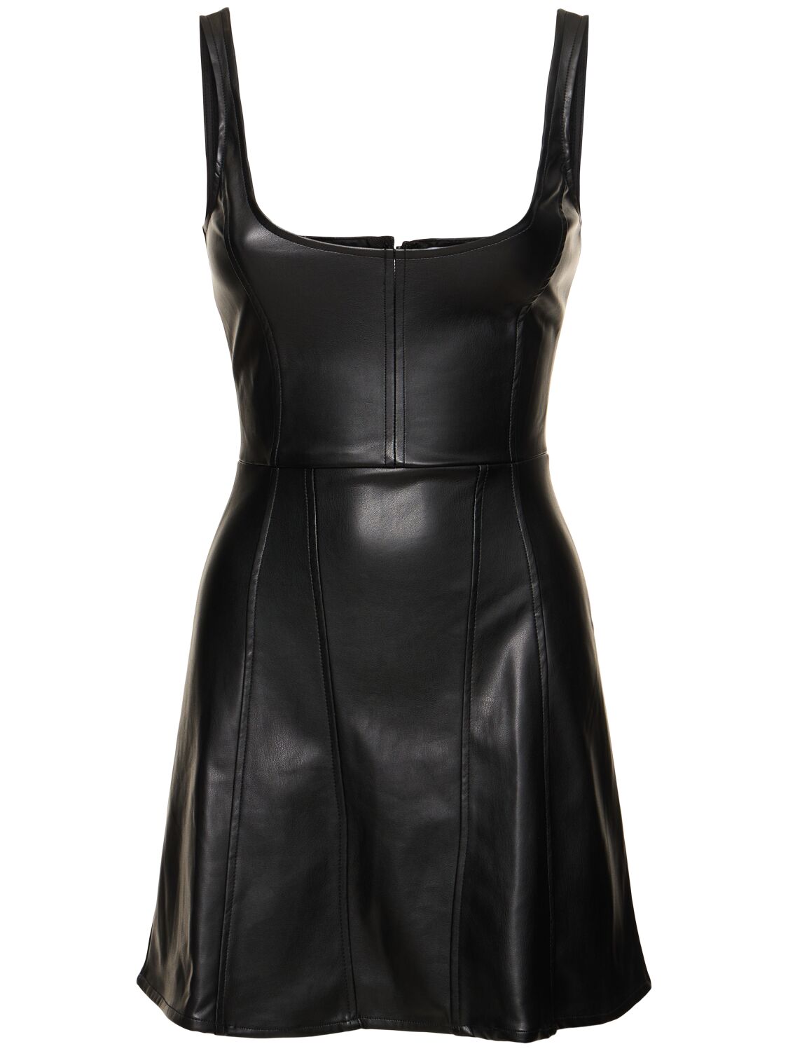 Shop Weworewhat Faux Patent Leather Mini Corset Dress In Black