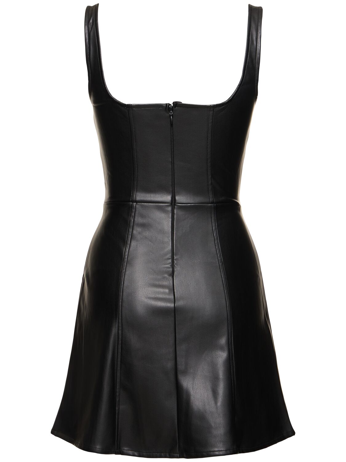 Shop Weworewhat Faux Patent Leather Mini Corset Dress In Black