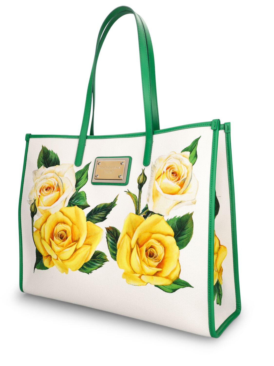 Shop Dolce & Gabbana Large Printed Canvas Shopping Bag In White