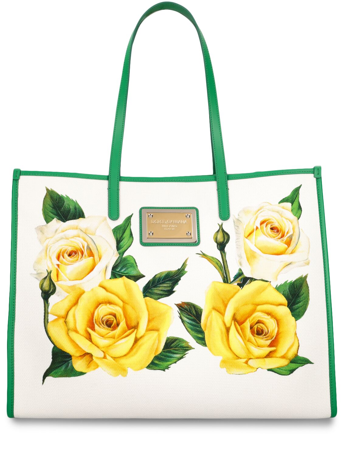 Dolce & Gabbana Large Printed Canvas Shopping Bag In White