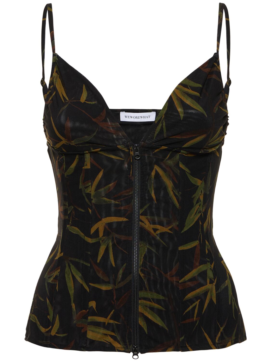 Weworewhat Stretch Tech Corset Top In Black,multi