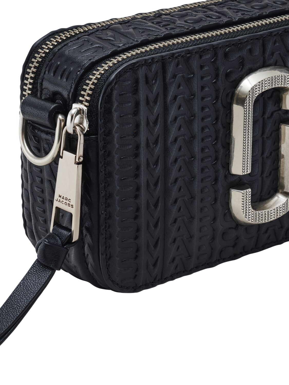 Shop Marc Jacobs The Snapshot Monogram Shoulder Bag In Black