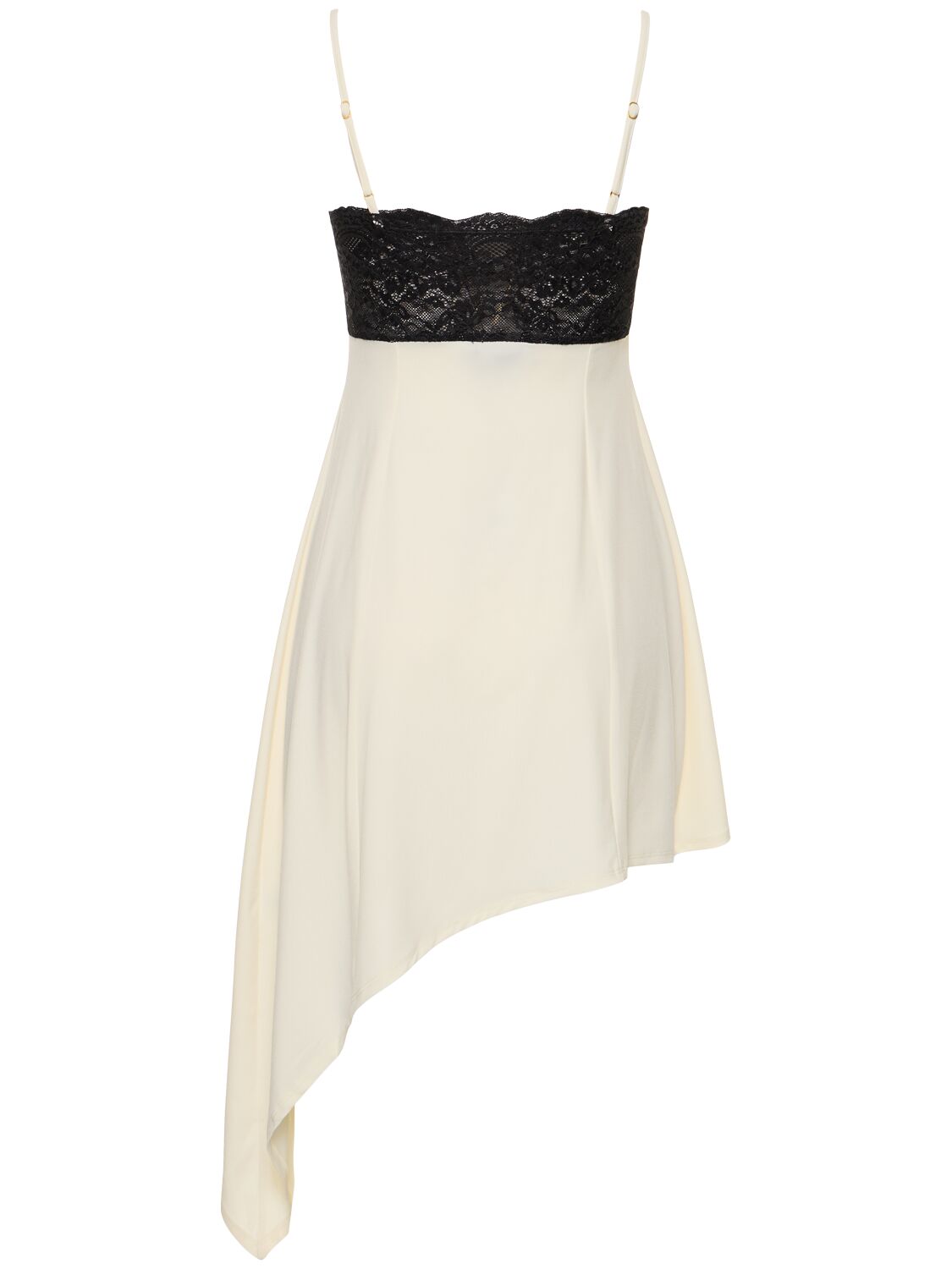 Shop Weworewhat Asymmetric Tech Mini Dress W/lace In White,black