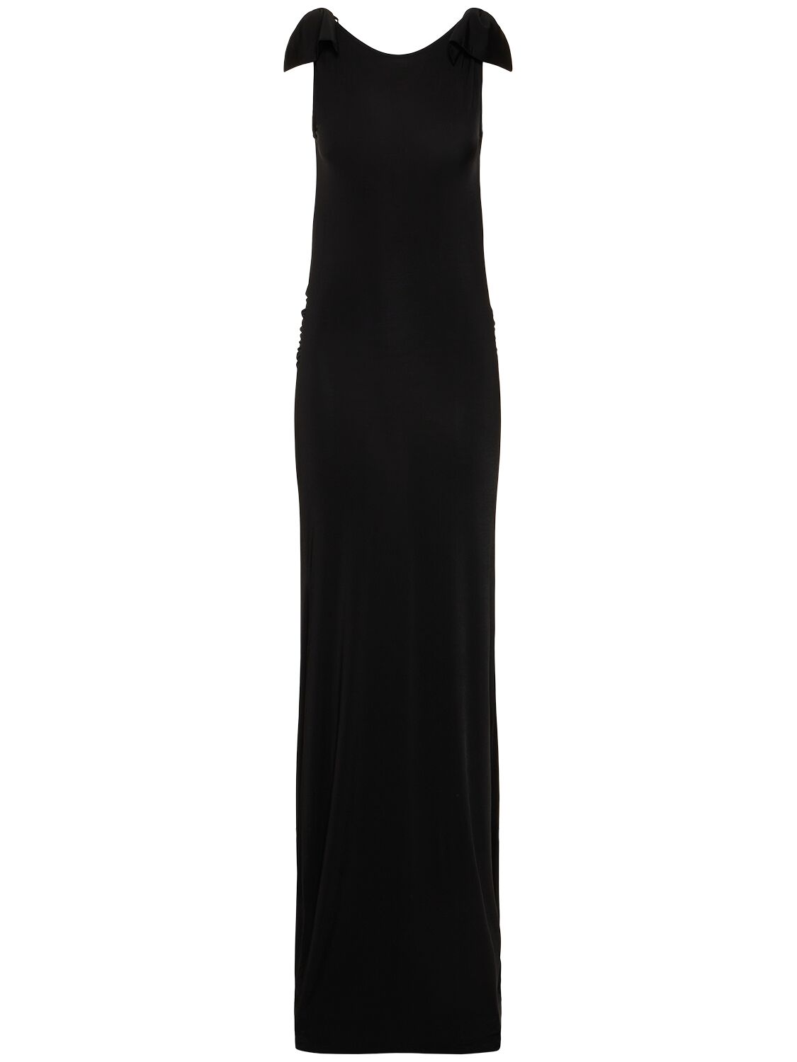 Image of Open Back Jersey Long Dress W/ Bows