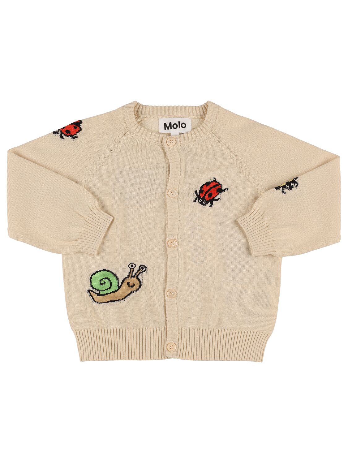 Molo Babies' Organic Cotton Knit Cardigan In Off White