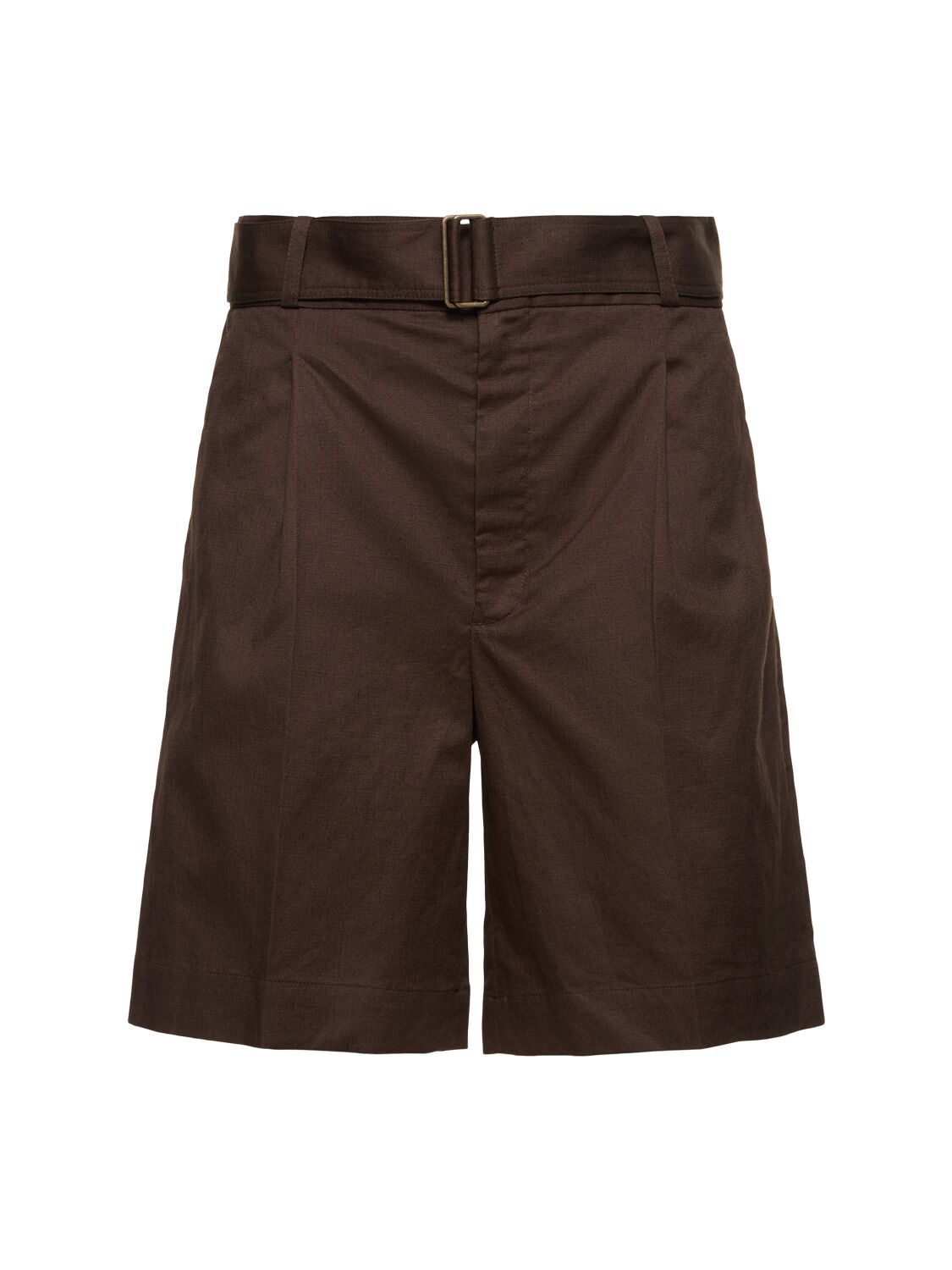 Soeur Aurelie Bermuda Cotton Linen Shorts In Brown