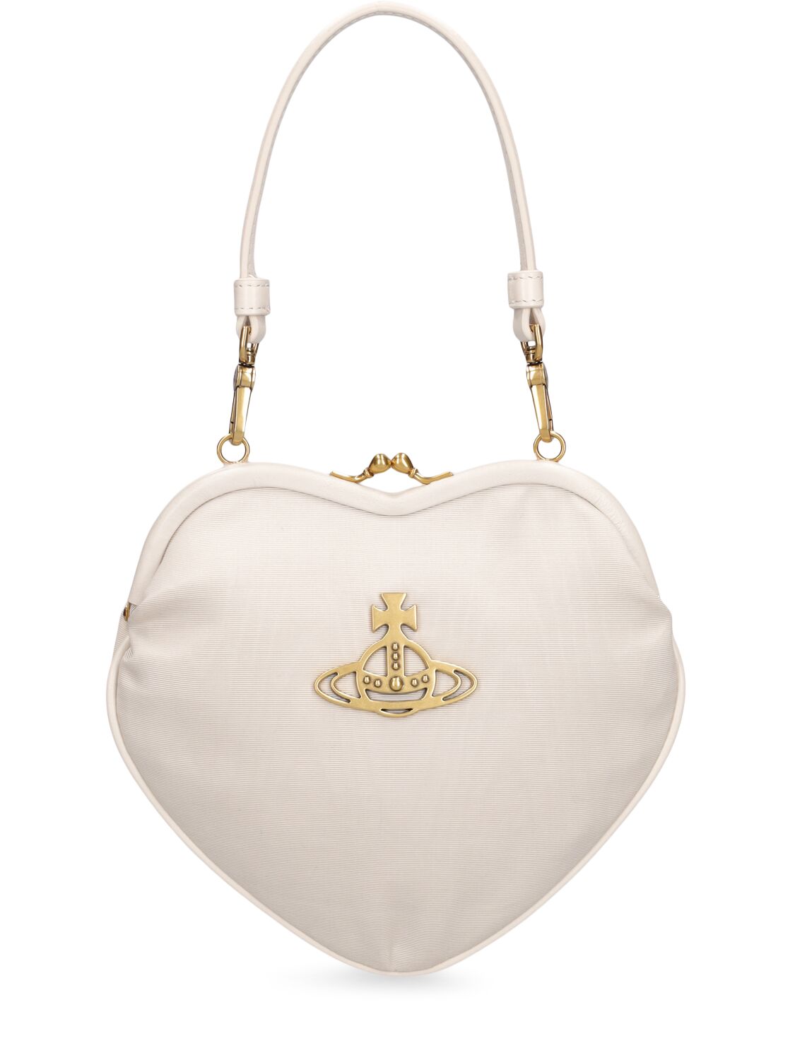 Vivienne Westwood Belle Heart Frame Moiré Top Handle Bag In Cream