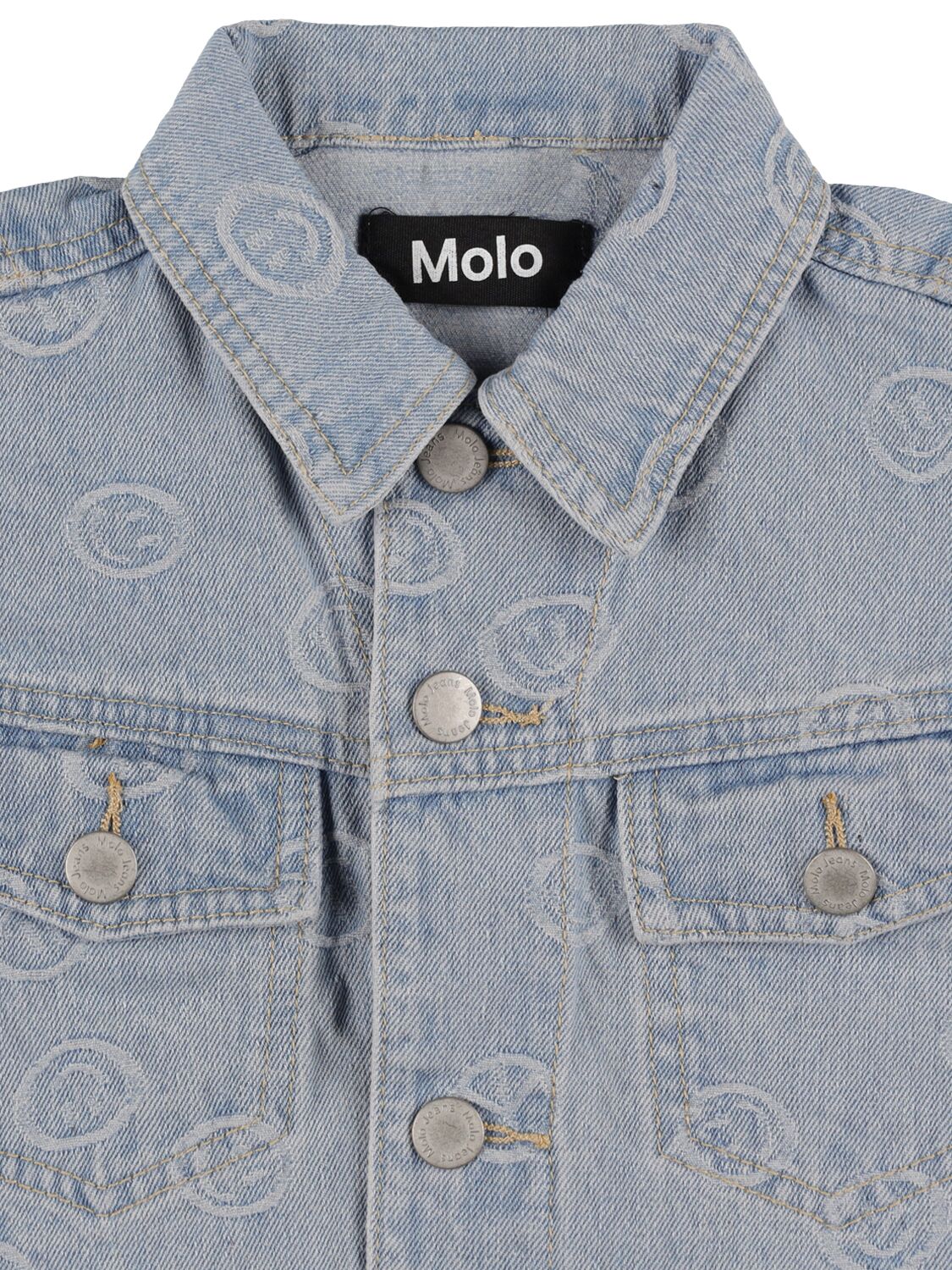 Shop Molo Smiles Print Cotton Denim Jacket