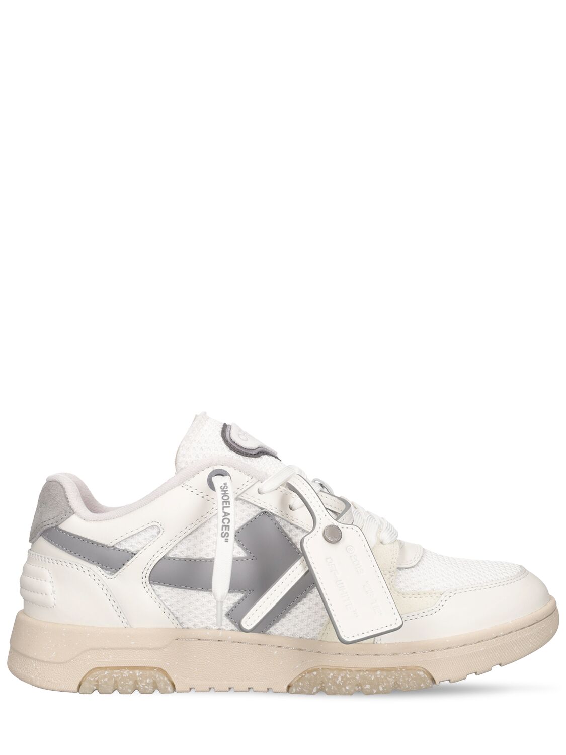 Off-white Slim Out Leather Sneakers In 화이트,그레이