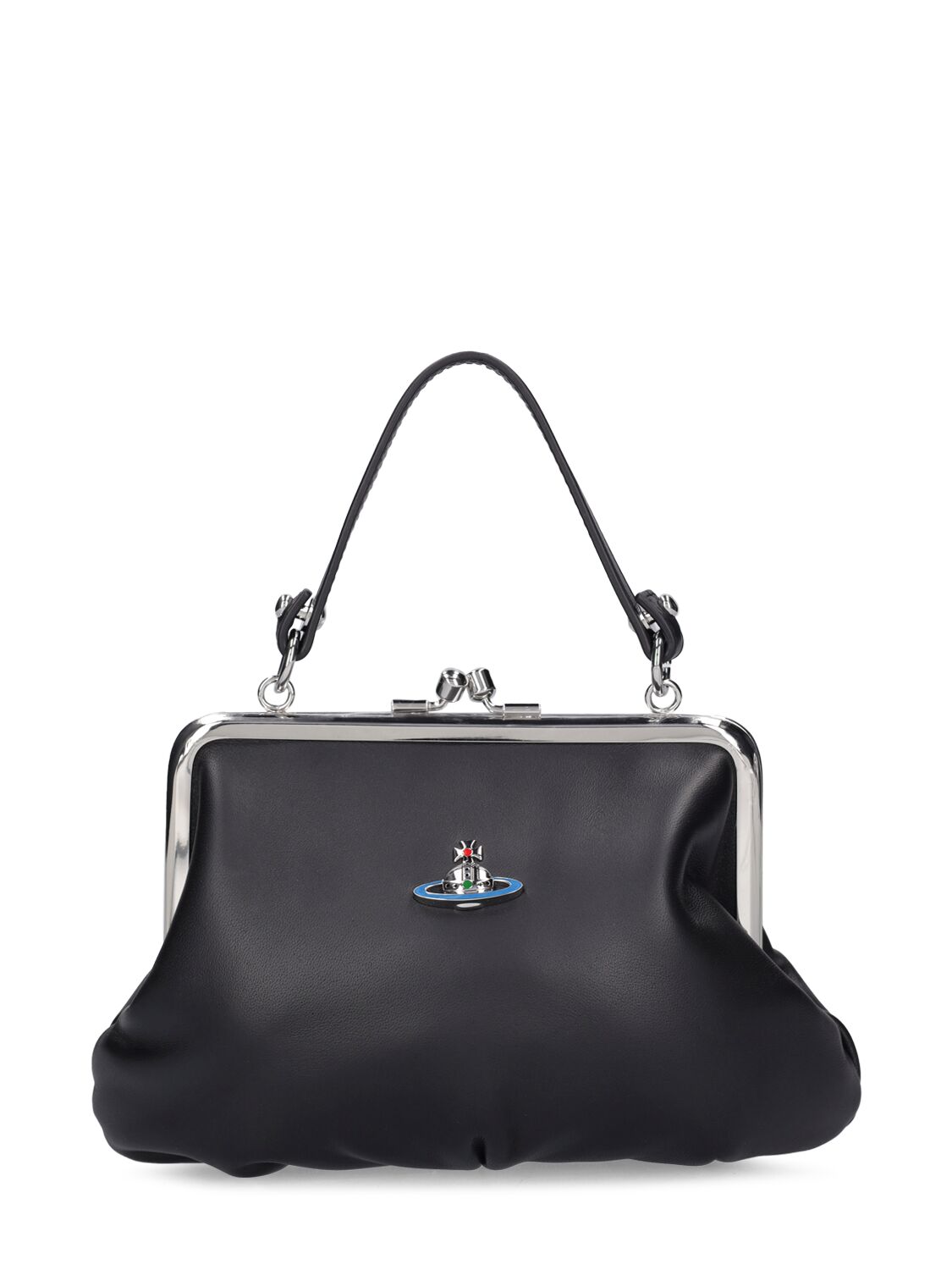 Vivienne Westwood Granny Frame Leather Top Handle Bag In Black