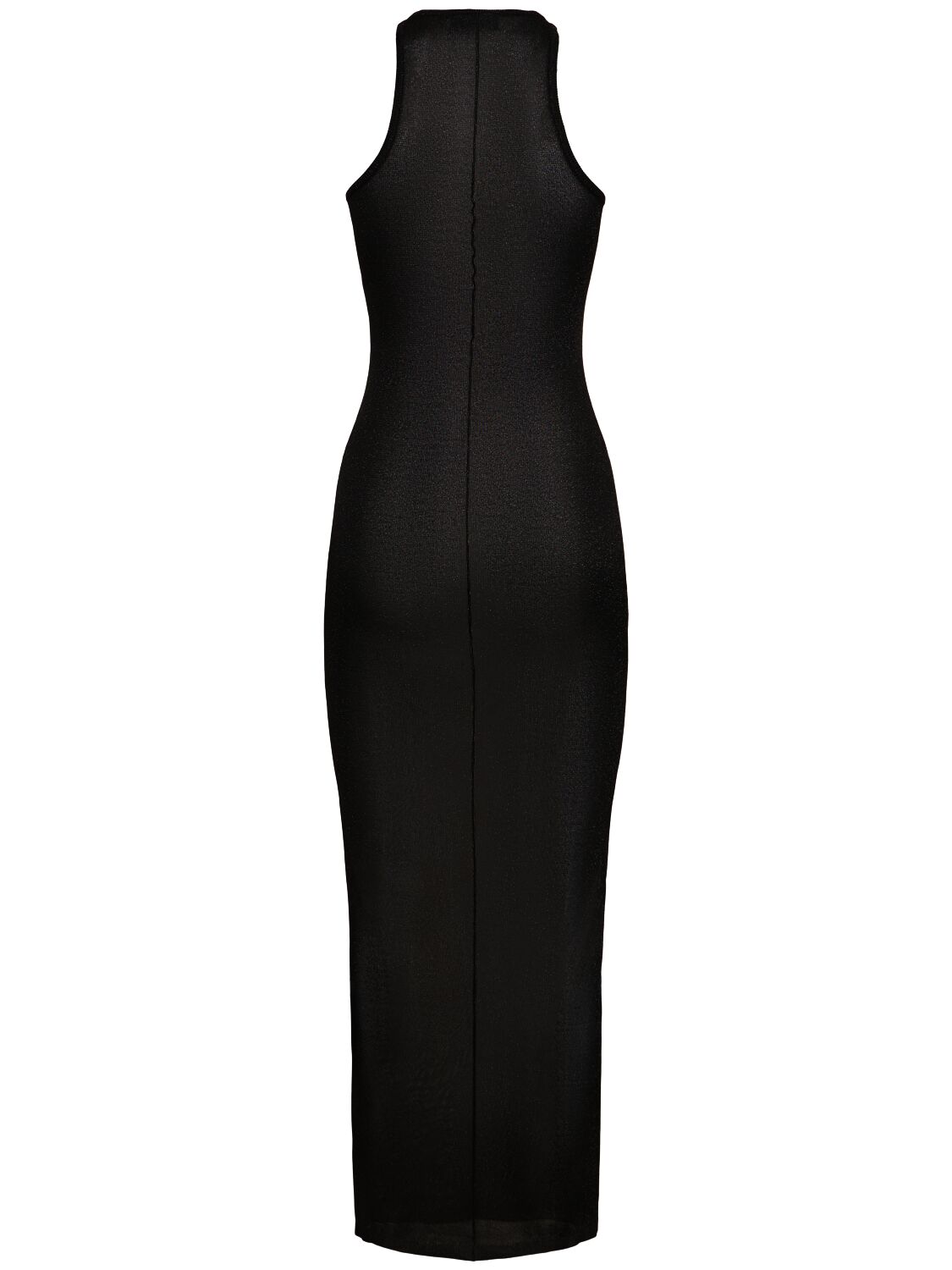 Shop Fleur Du Mal Sheer Knit Racer Viscose Midi Dress In Black