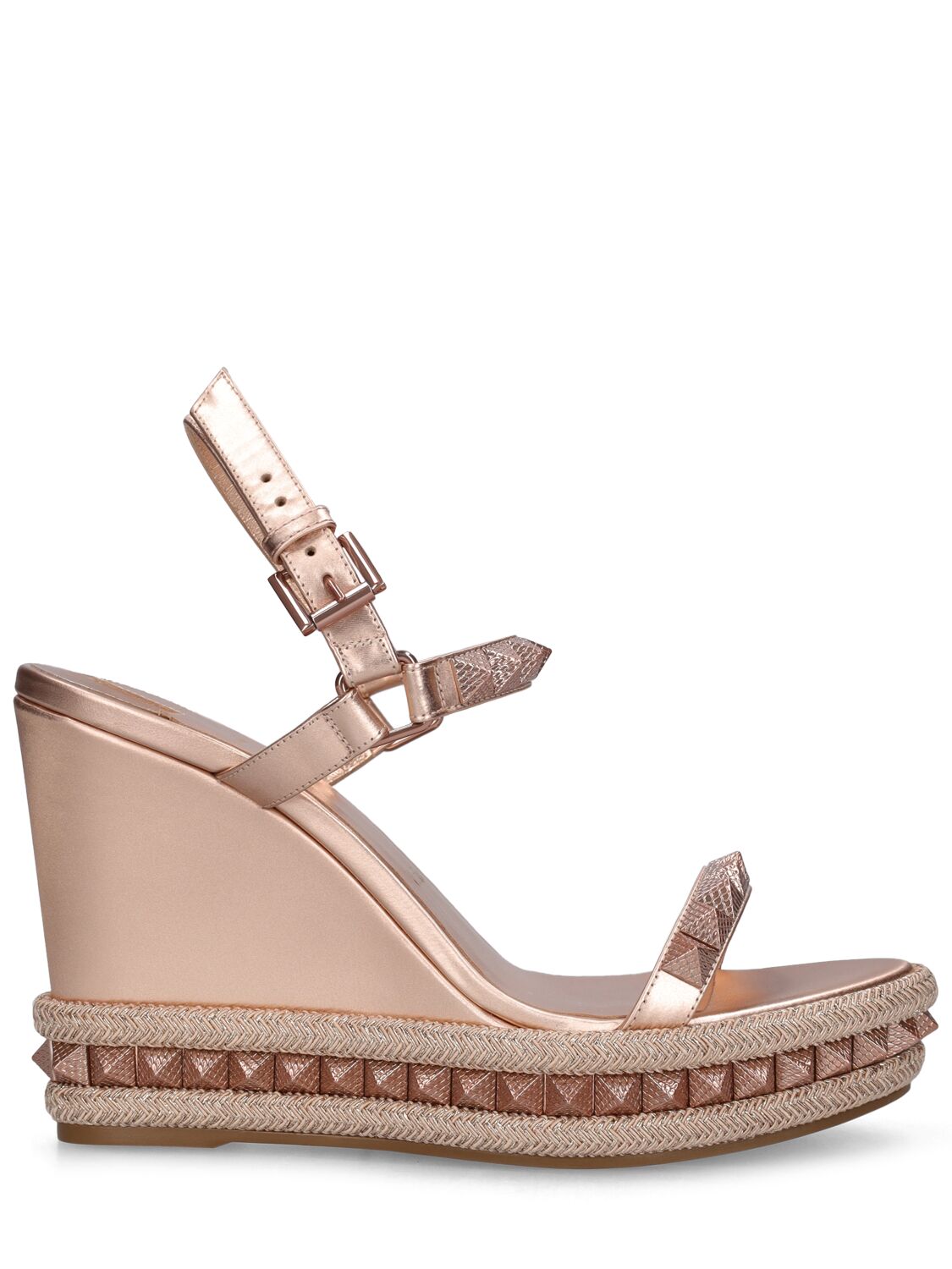 Shop Christian Louboutin 110mm Pyraclou Glittered Wedges In Light Gold