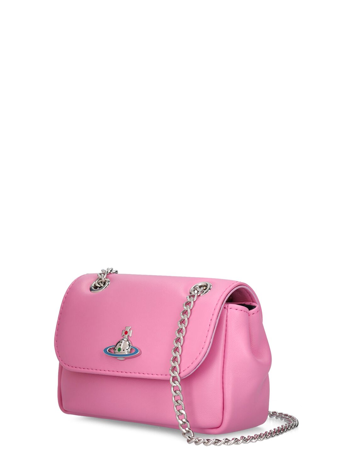 Shop Vivienne Westwood Small Leather Shoulder Bag W/chain In Pink