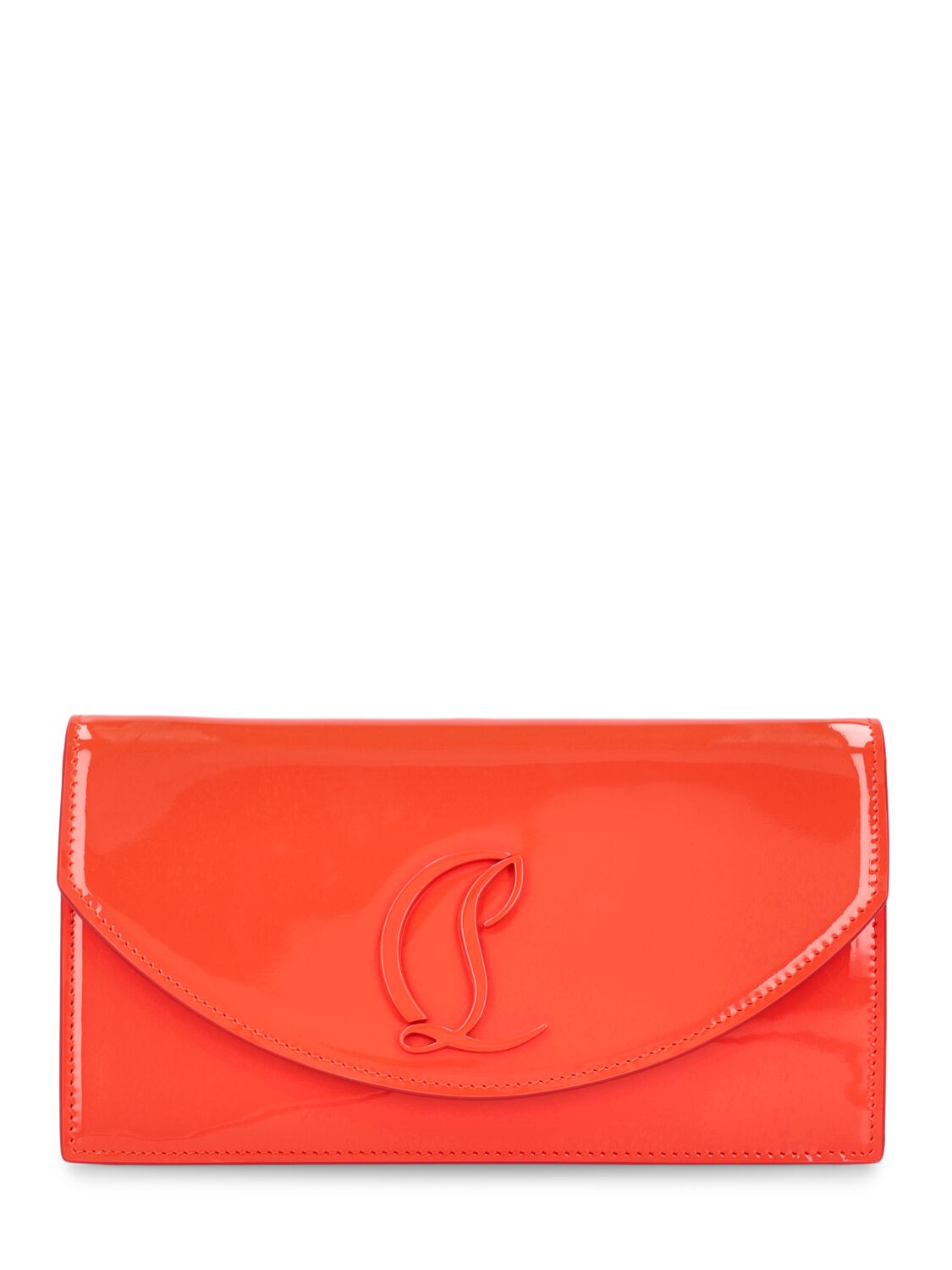 Shop Christian Louboutin Small Loubi54 Patent Leather Clutch In Vitamine