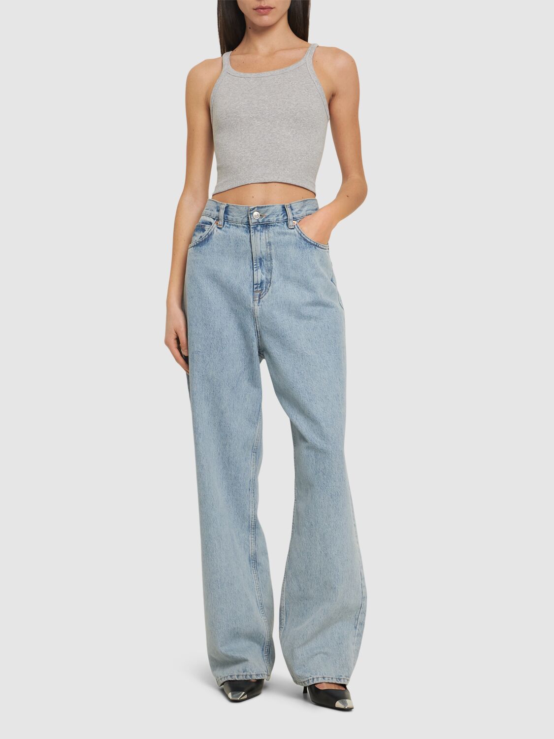 WARDROBE.NYC HB RIBBED STRETCH COTTON TANK TOP 