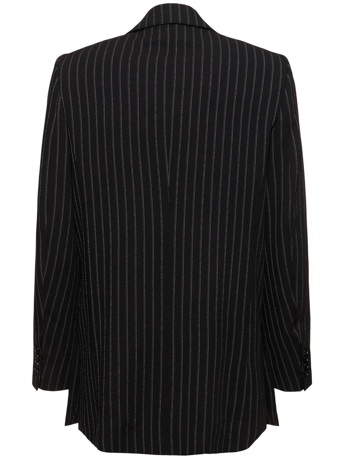 Shop Ami Alexandre Mattiussi Double Breast Wool Pinstripe Blazer In Black,chalk