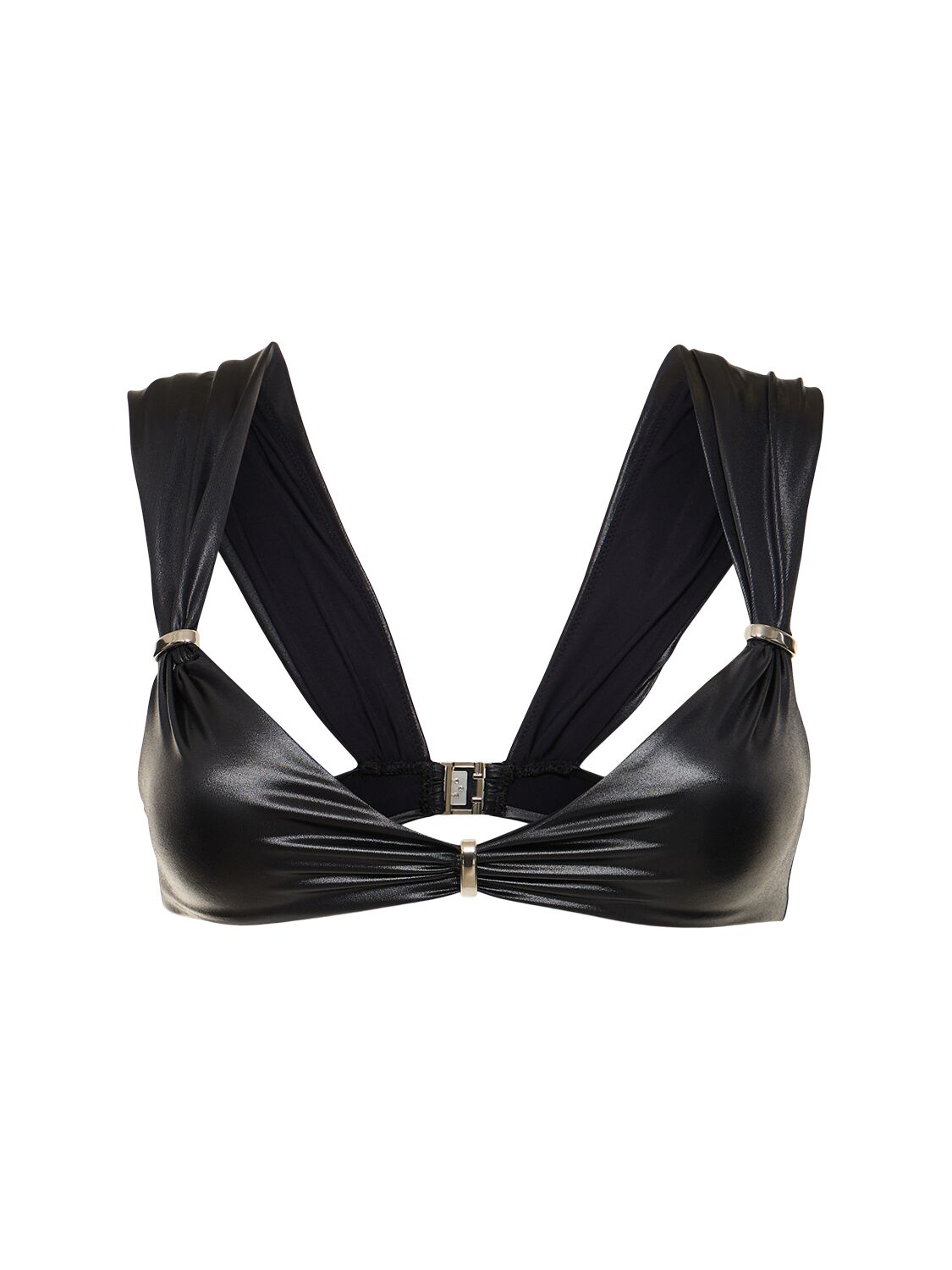 Dsquared2 Draped Matte Lycra Balconette Bikini Top In 黑色