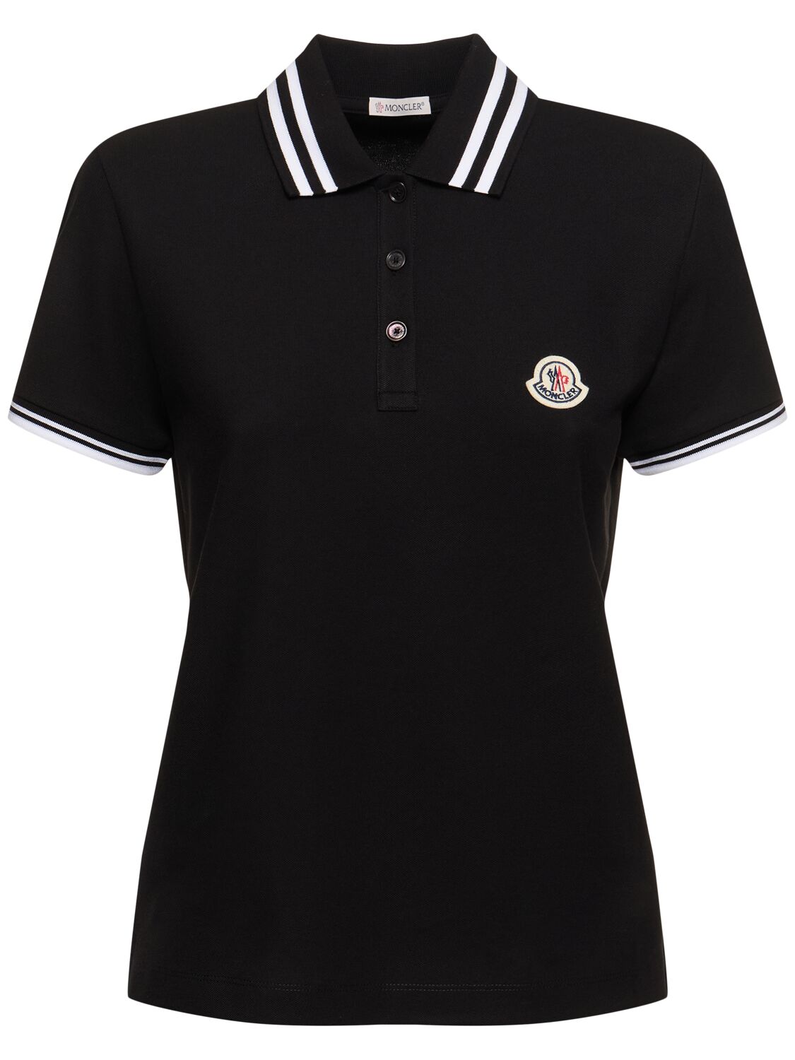 Moncler Cotton Polo T-shirt In Black