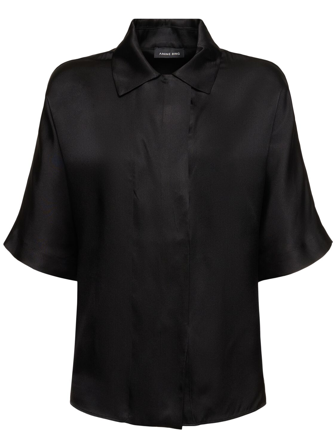 Anine Bing Julia Silk Blend Shirt In Black