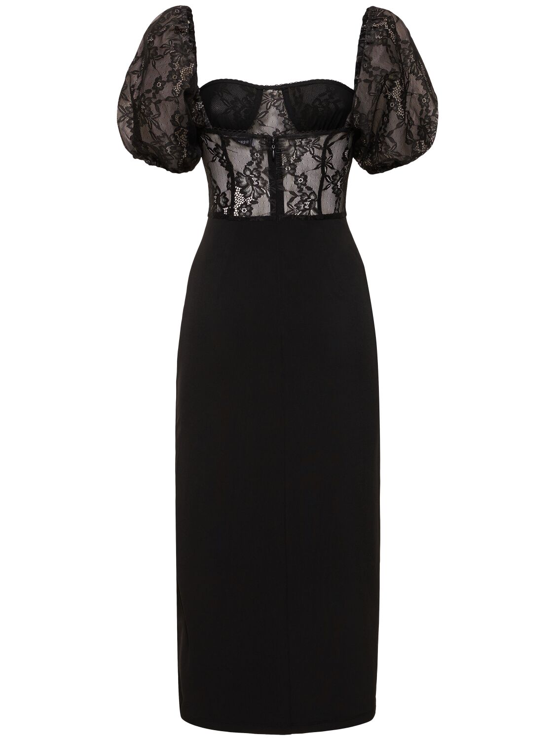 Weworewhat Lace Midi Corset Dress In Black