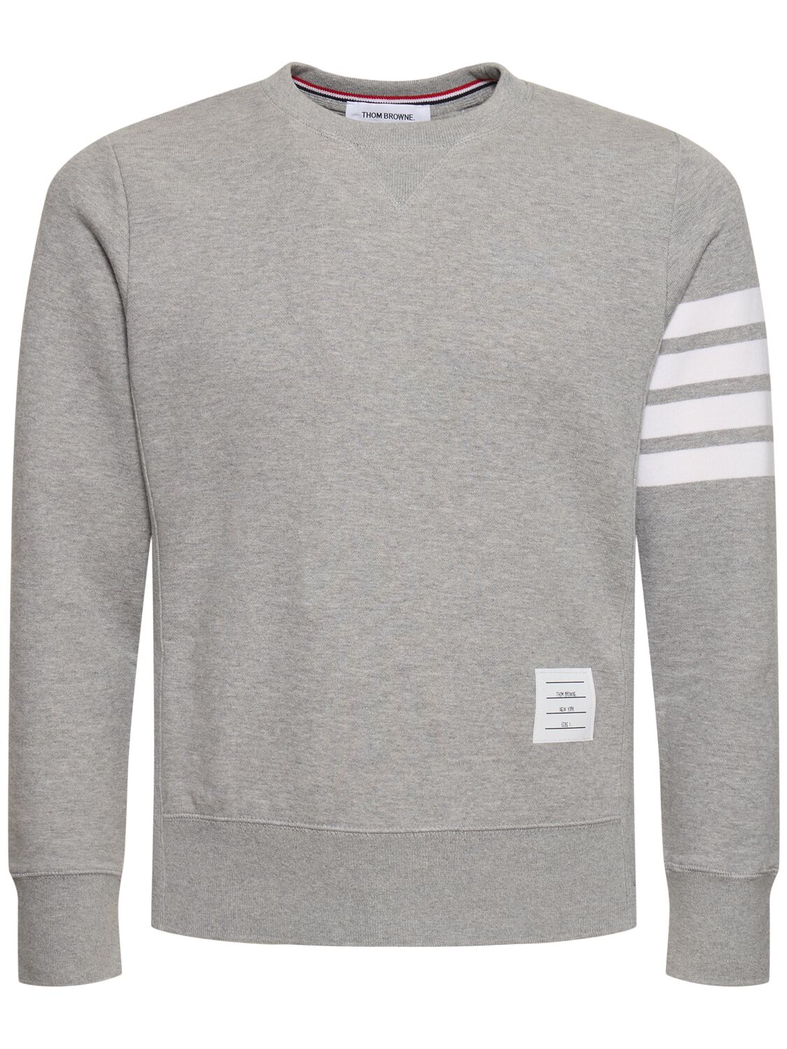 Thom Browne Cotton Jersey Logo Sweatshirt In Light Grey