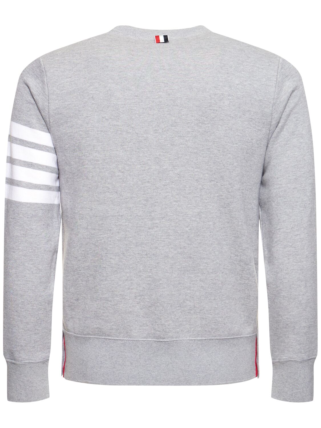 Thom Browne Loopback Jersey Knit 4-bar Crewneck Sweatshirt In Light Grey