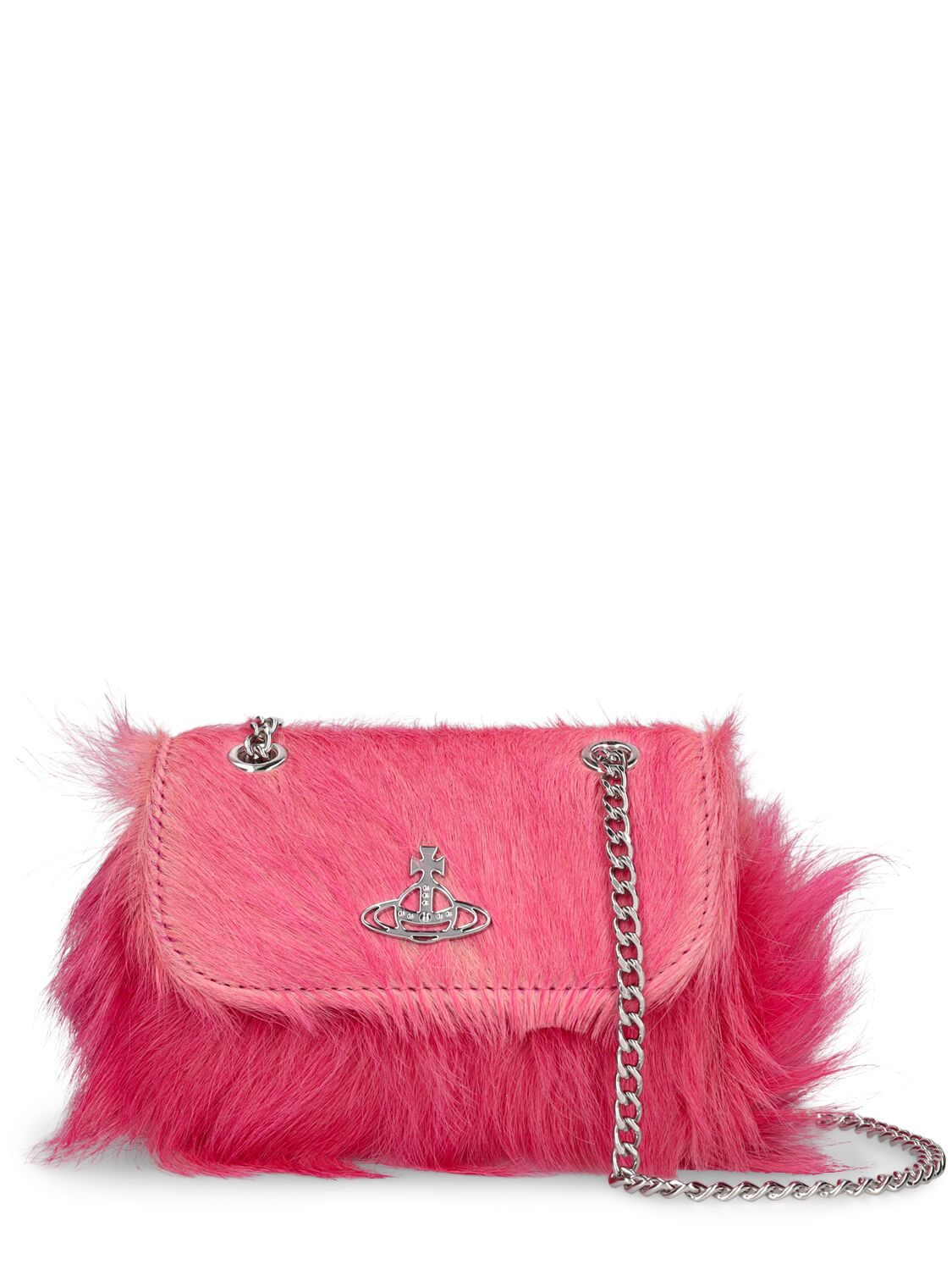 Vivienne Westwood Small Derby Ponyhair Shoulder Bag In Pink
