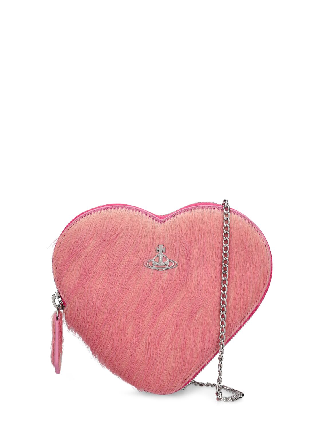 Vivienne Westwood Heart Ponyhair Crossbody Bag In Pink