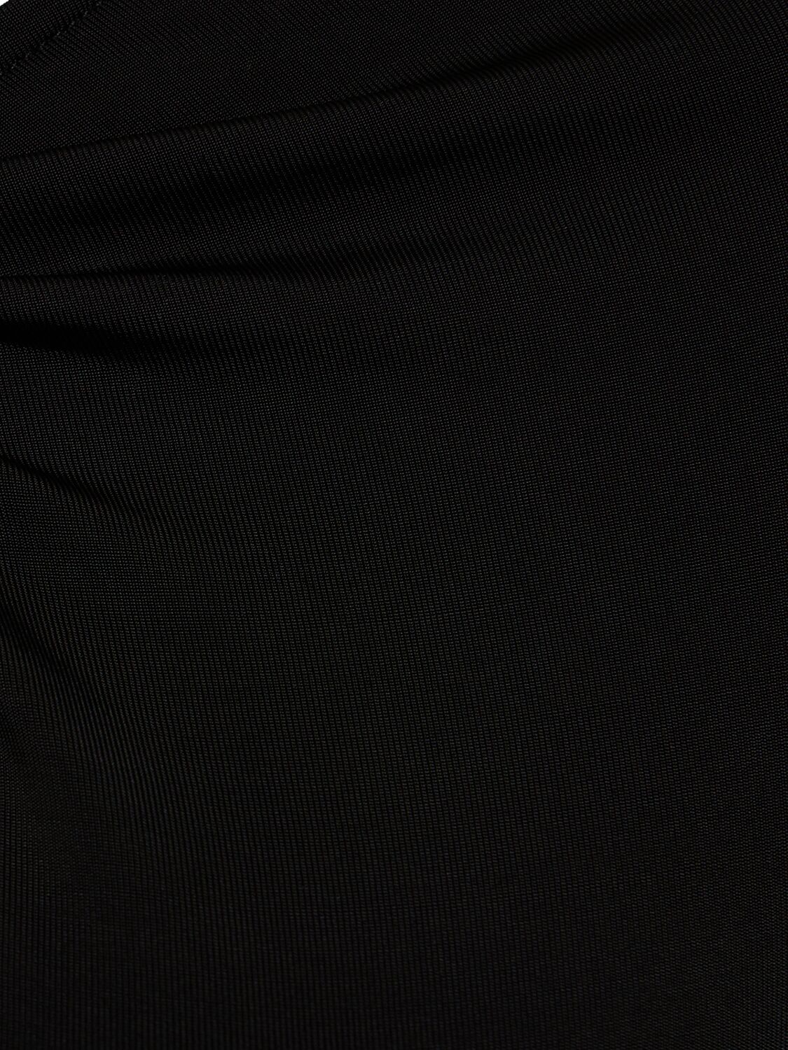 Shop Nina Ricci Flared Cuff Cutout Jersey Long Dress In Black