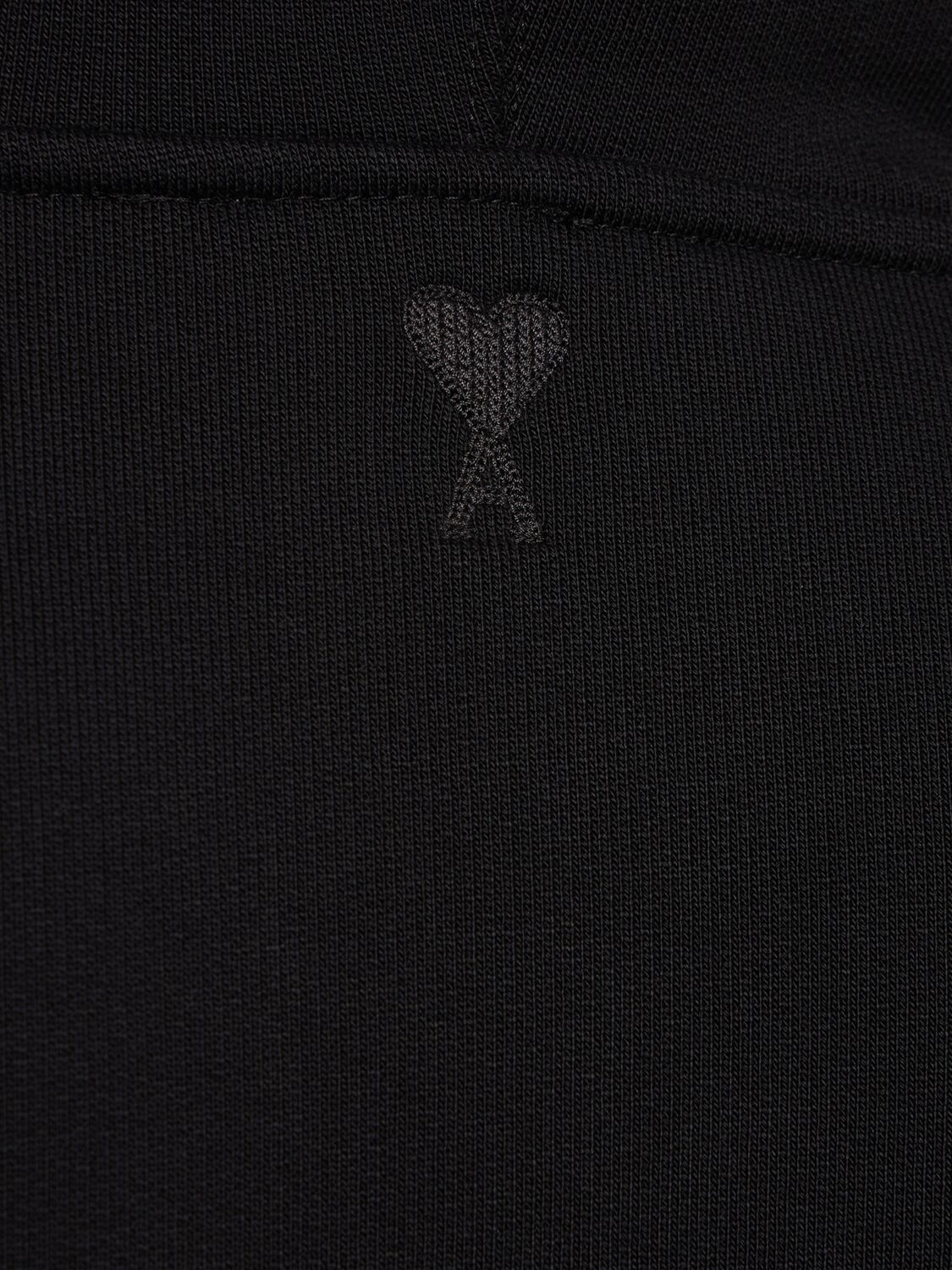 Shop Ami Alexandre Mattiussi Logo Print Boxy Cotton Blend Hoodie In Black