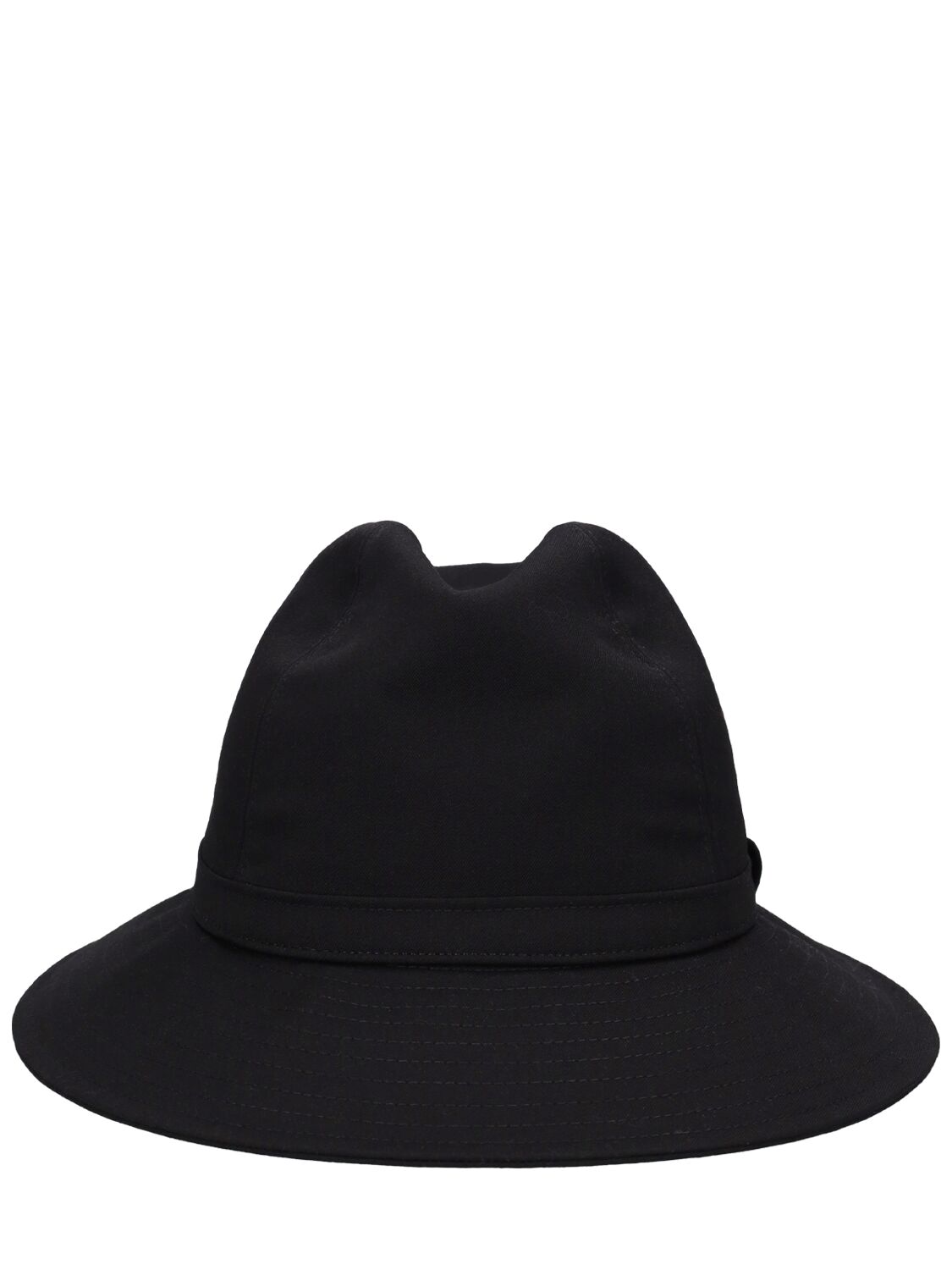Yohji Yamamoto Fedora Wool Gabardine Hat In Black