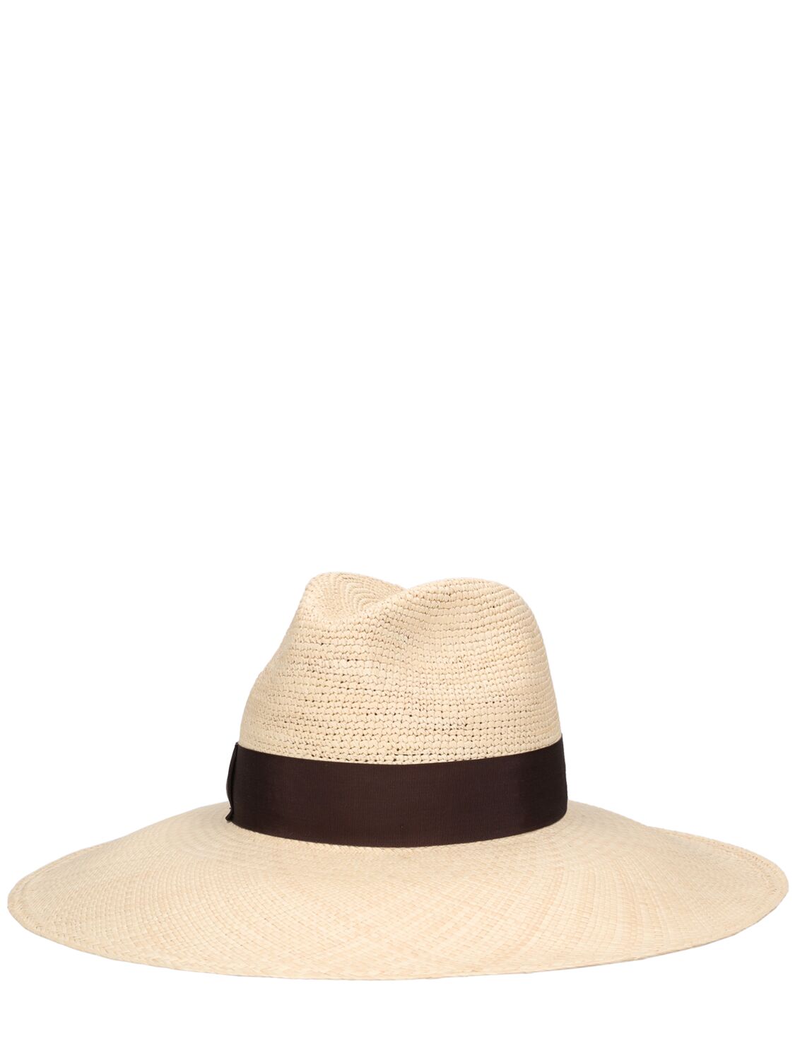 Shop Borsalino Sophie Semi-crochet Straw Panama Hat In Malto,marrone