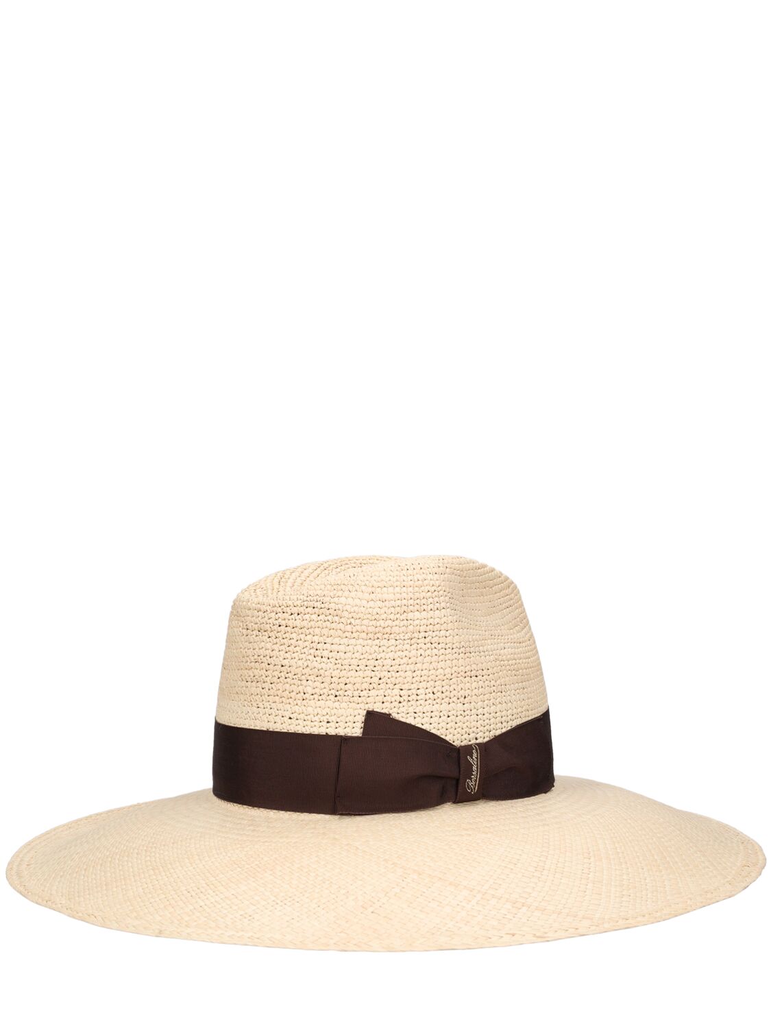 Shop Borsalino Sophie Semi-crochet Straw Panama Hat In Malto,marrone