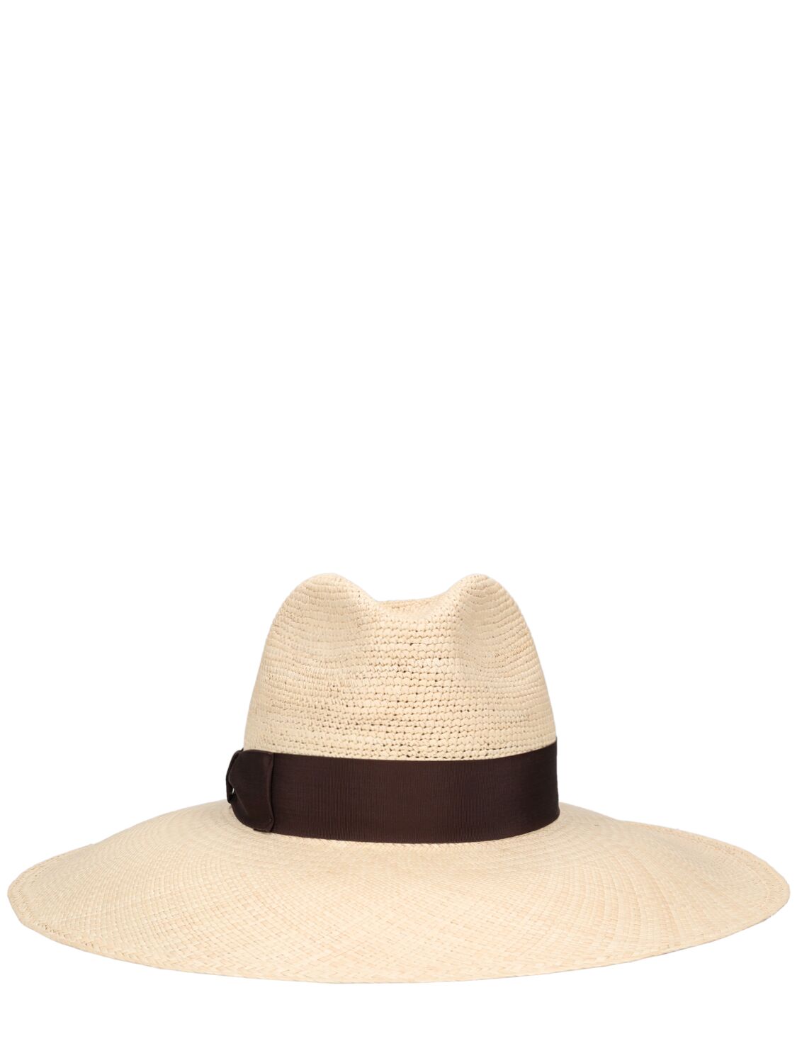 Borsalino Sophie Semi-crochet Straw Panama Hat In Malto,marrone