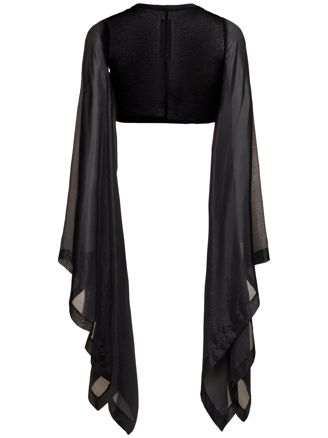 Shop Rick Owens Flag Cotton & Silk Bat Sleeve Crop Top In Black