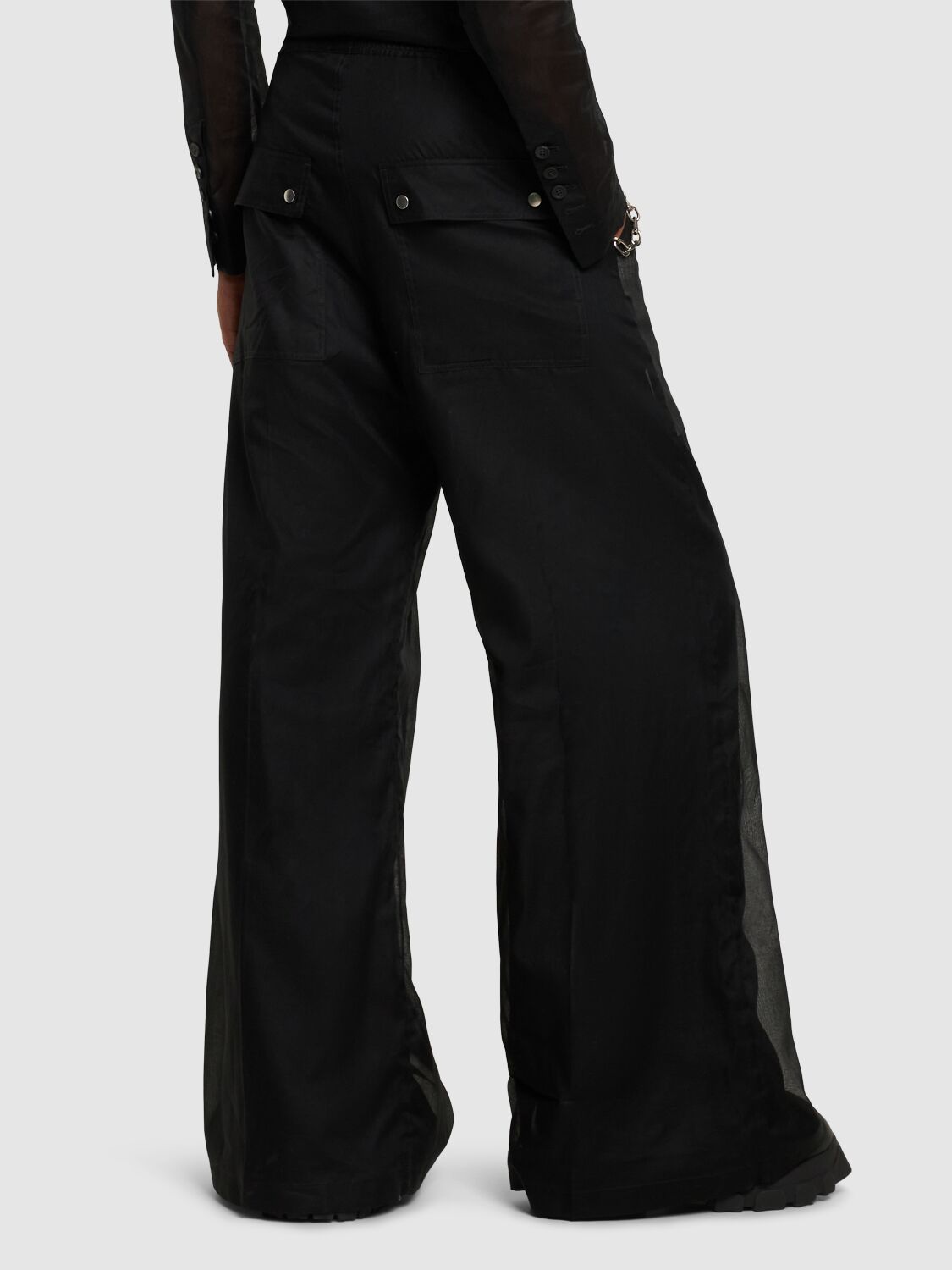 Shop Rick Owens Wide Bela Cotton Pants In Black
