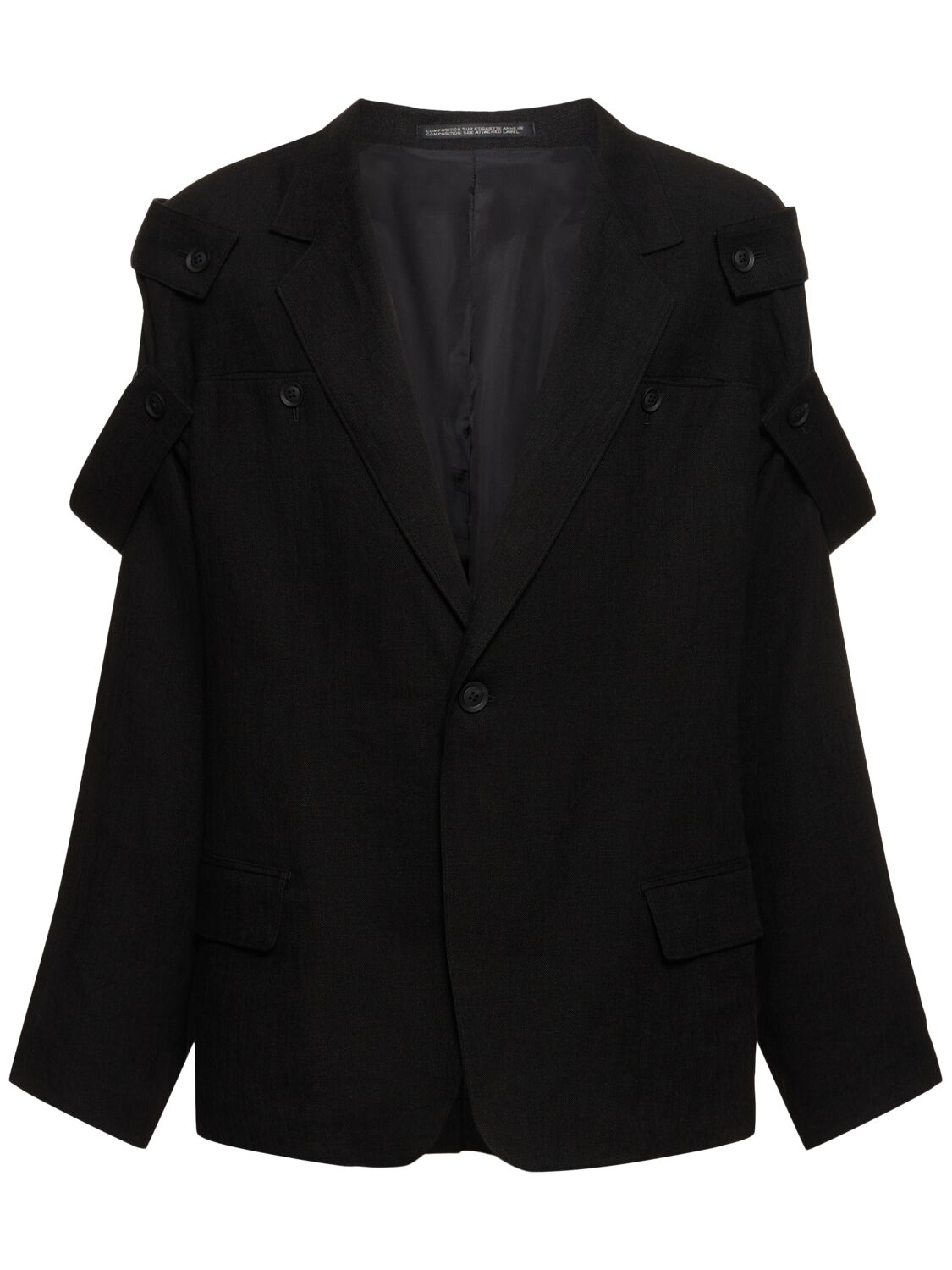 Yohji Yamamoto K-single Button Linen Jacket In Black