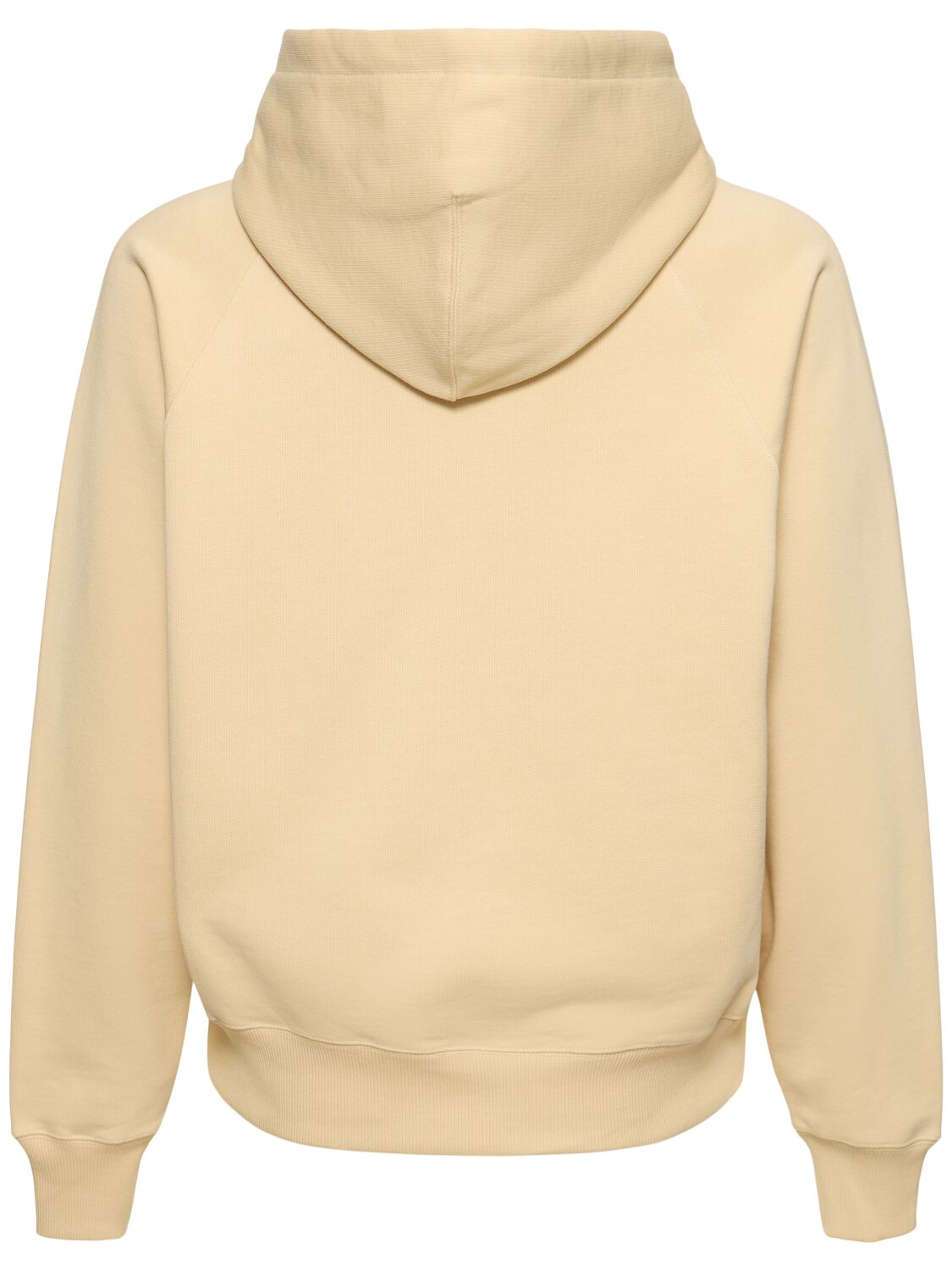 Shop Ami Alexandre Mattiussi Logo Print Boxy Cotton Blend Hoodie In Cream