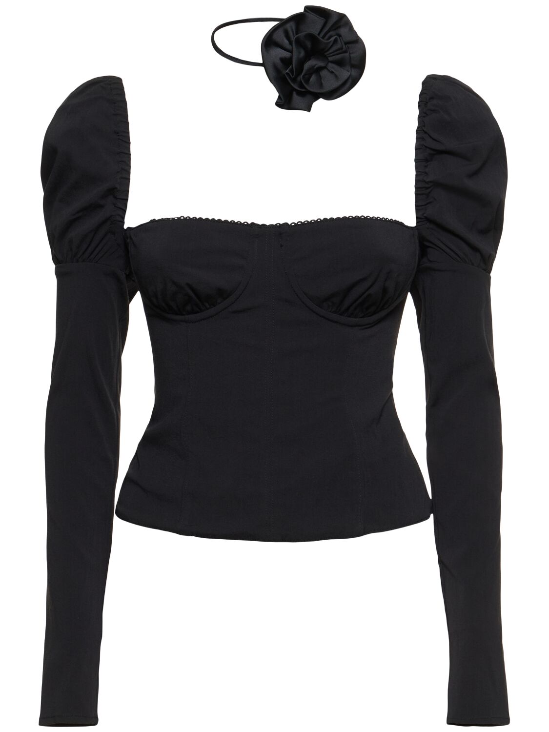 Weworewhat Stretch Tech Corset Top In Black