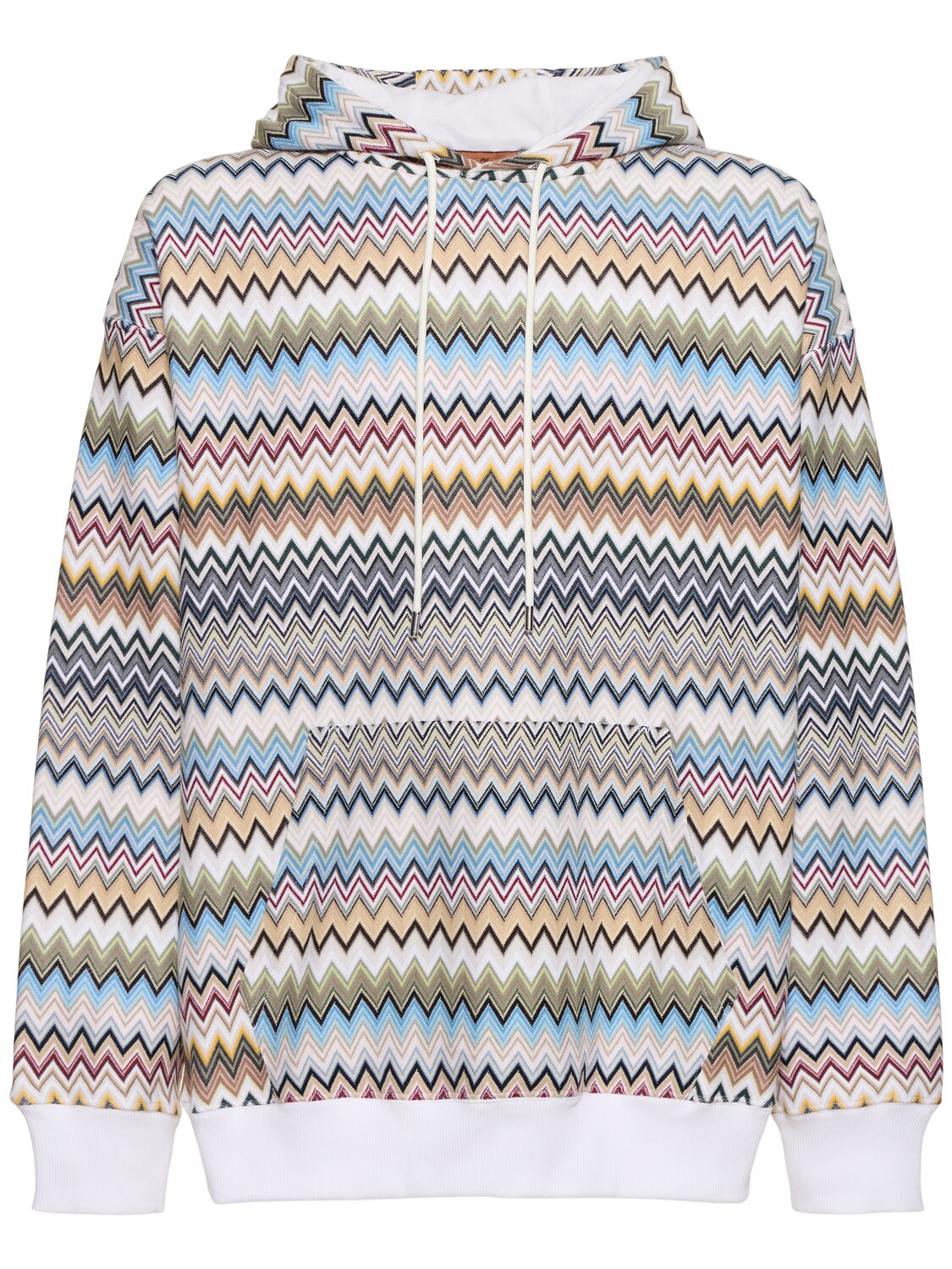 Shop Missoni Zig-zag Striped Cotton Hoodie In Multicolor