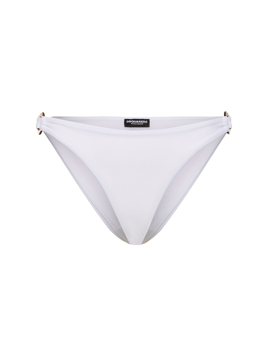 Dsquared2 Lycra Bikini Bottoms W/  Side Rings In 白色