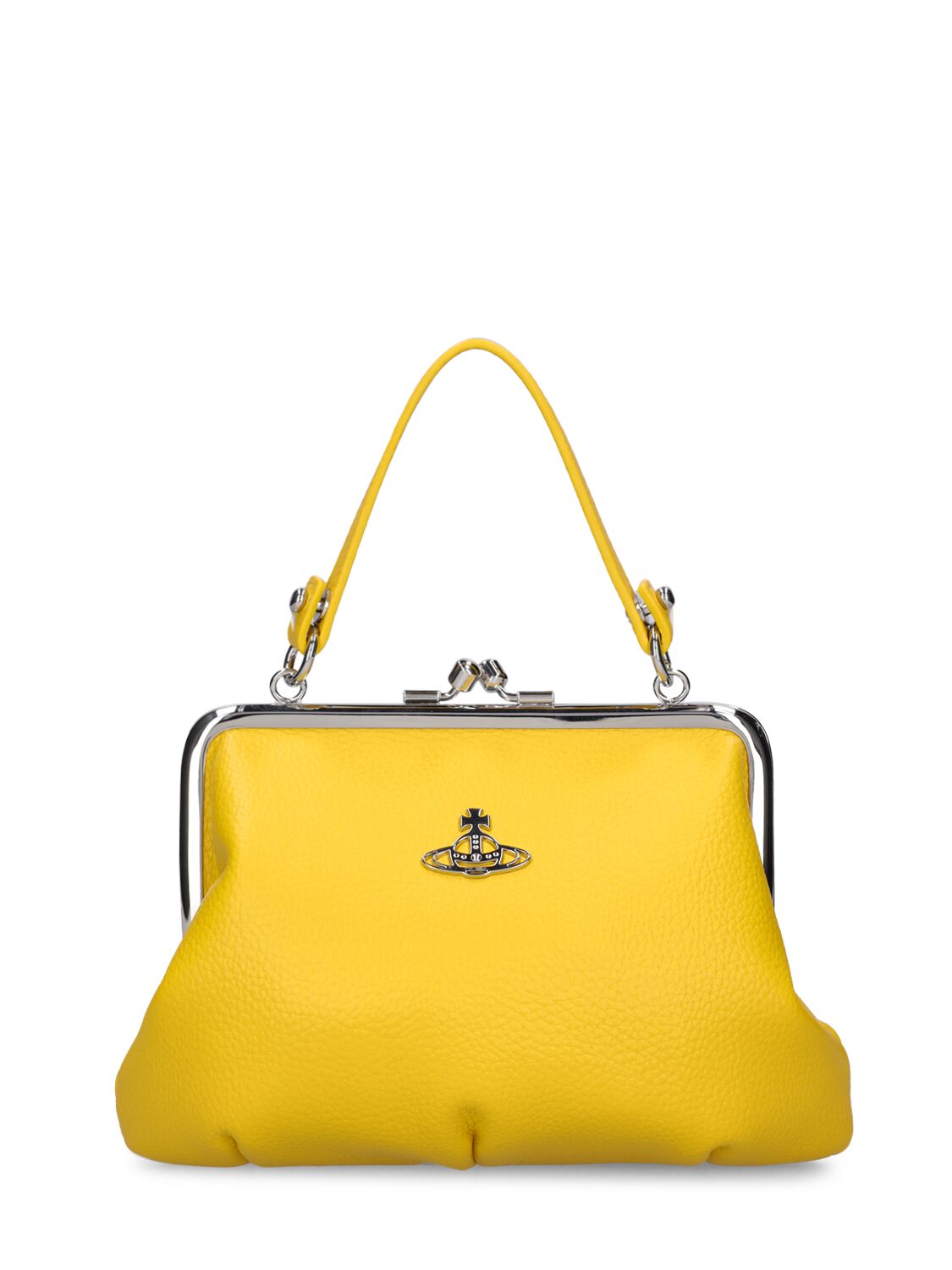Vivienne Westwood Granny Frame Grained Faux Leather Bag In Yellow