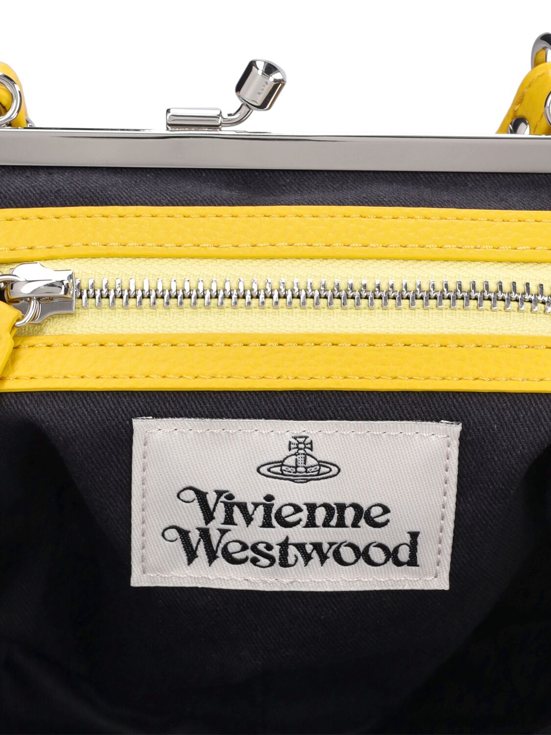Shop Vivienne Westwood Granny Frame Grained Faux Leather Bag In Yellow