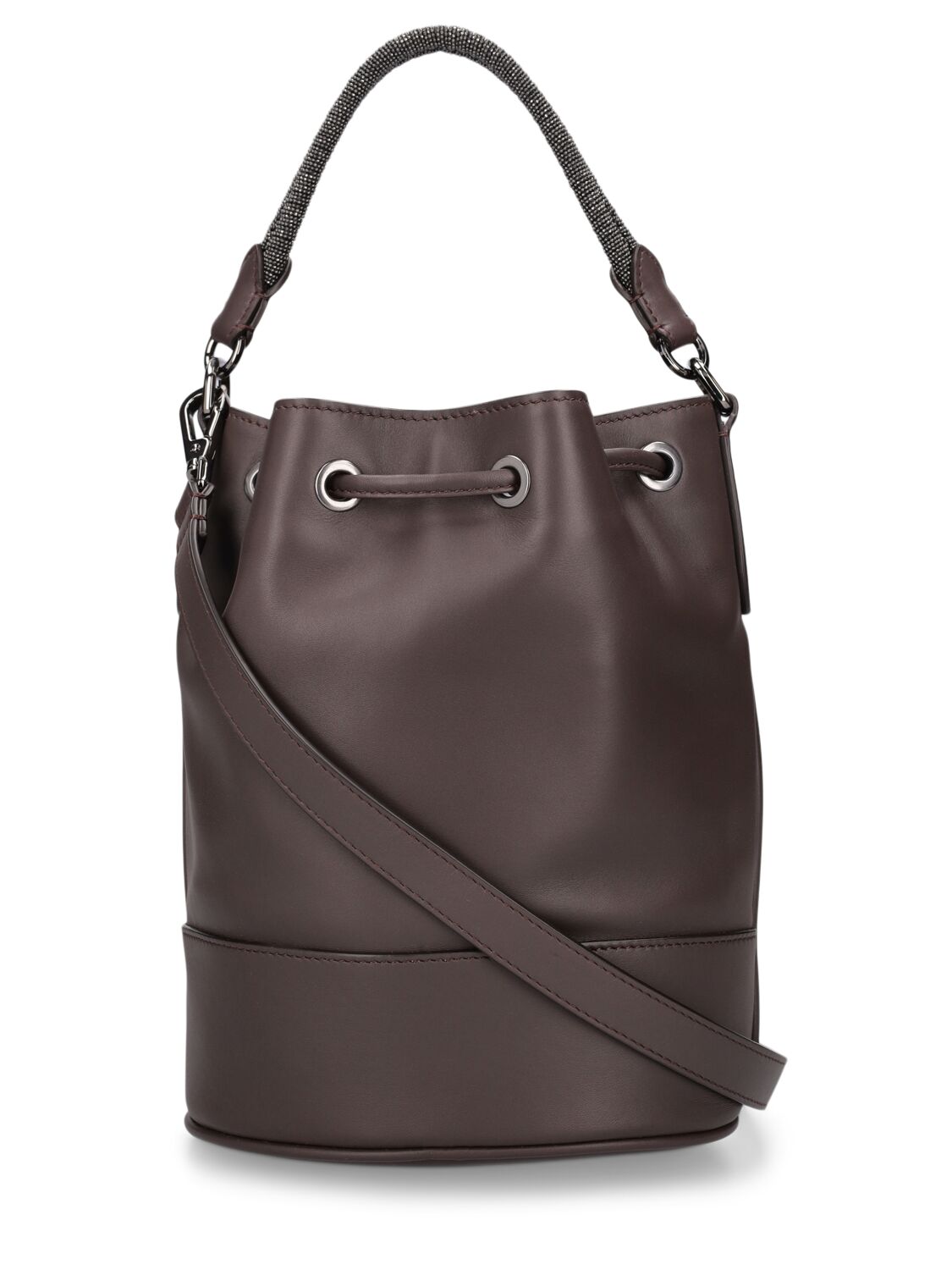 Shop Brunello Cucinelli Softy Leather Bucket Bag In Towny
