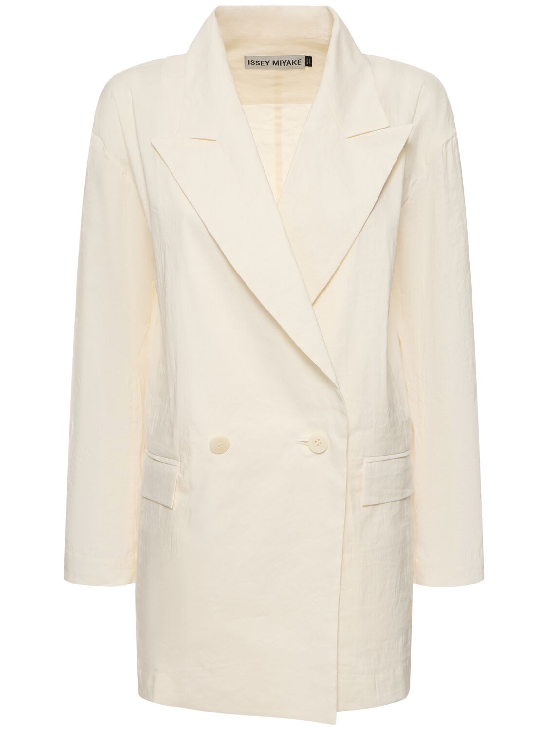 Issey Miyake Satin Double Breasted Jacket In White