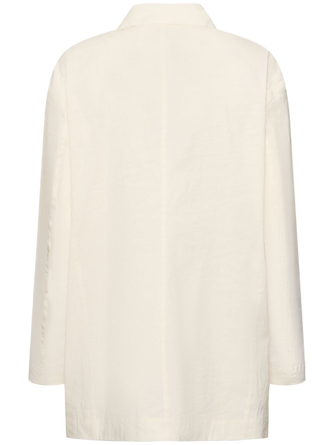 Shop Issey Miyake Satin Double Breasted Jacket In White